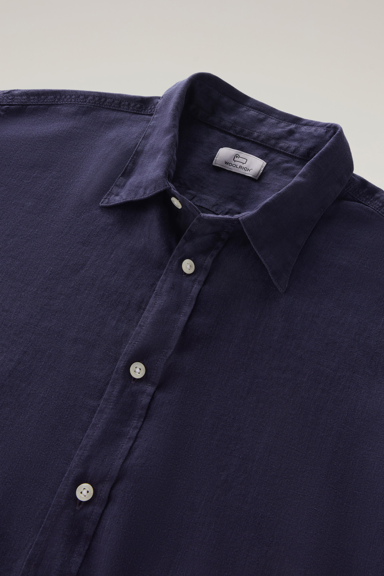 Garment-Dyed Pure Linen Shirt Blue photo 2 | Woolrich