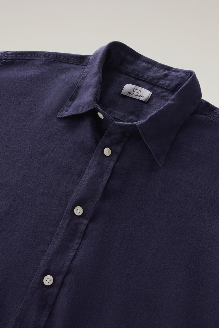 Garment-Dyed Pure Linen Shirt Blue photo 2 | Woolrich