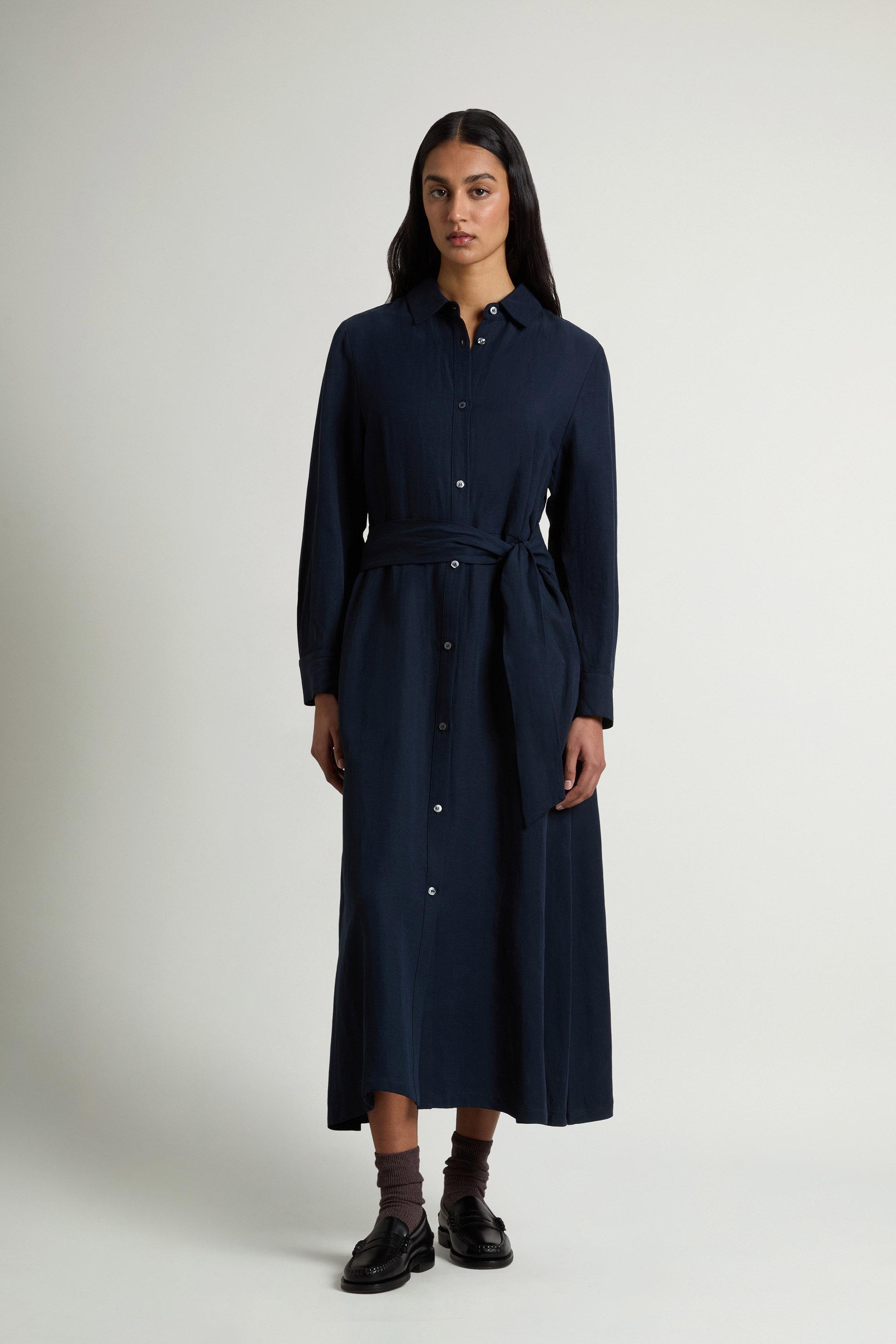 Robe chemise ceinturée en lin mélangé Bleu photo 1 | Woolrich