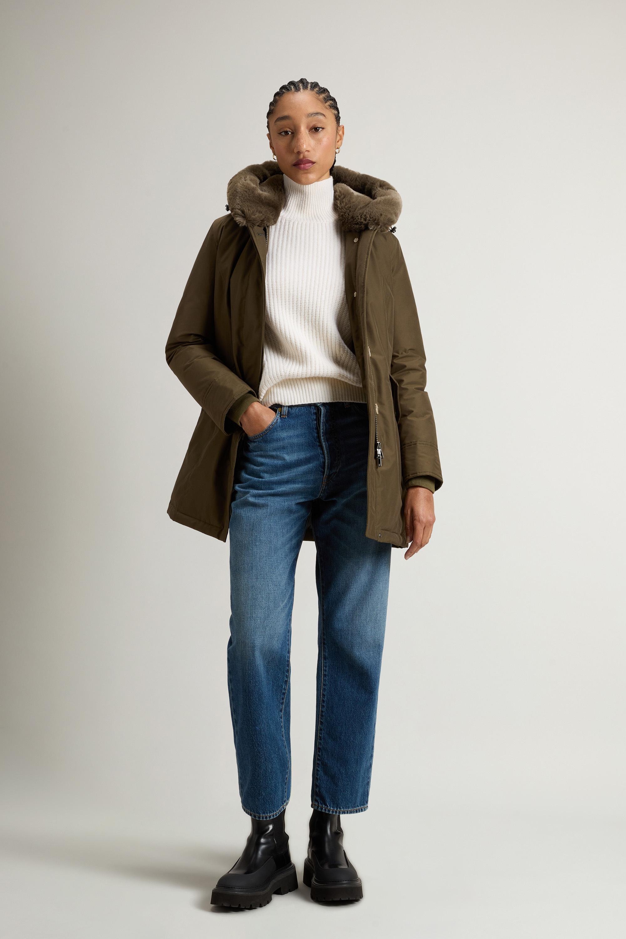 Beaker Parka with Faux Fur in Ramar Cloth Green photo 1 | Woolrich