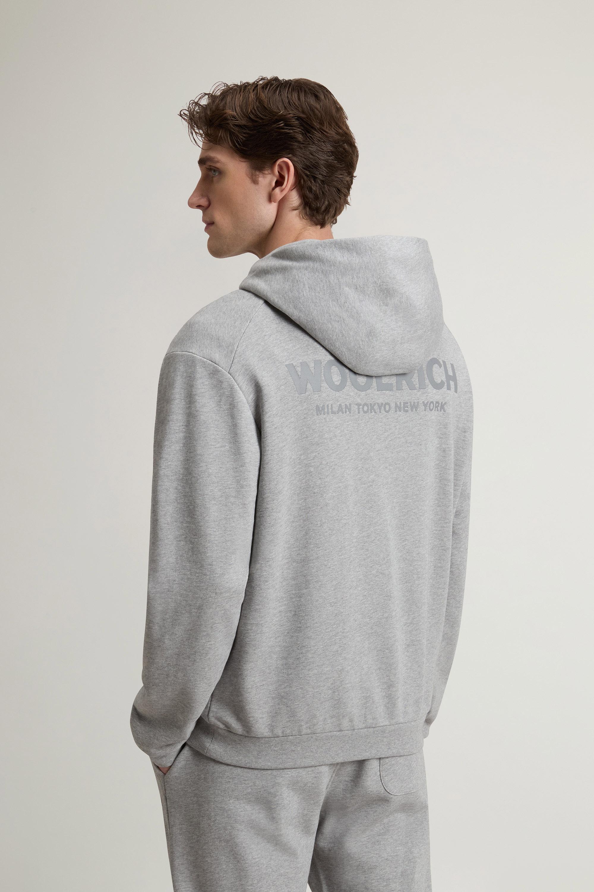 Hoodie in Pure Cotton with Macro Logo on the Back Gray photo 1 | Woolrich
