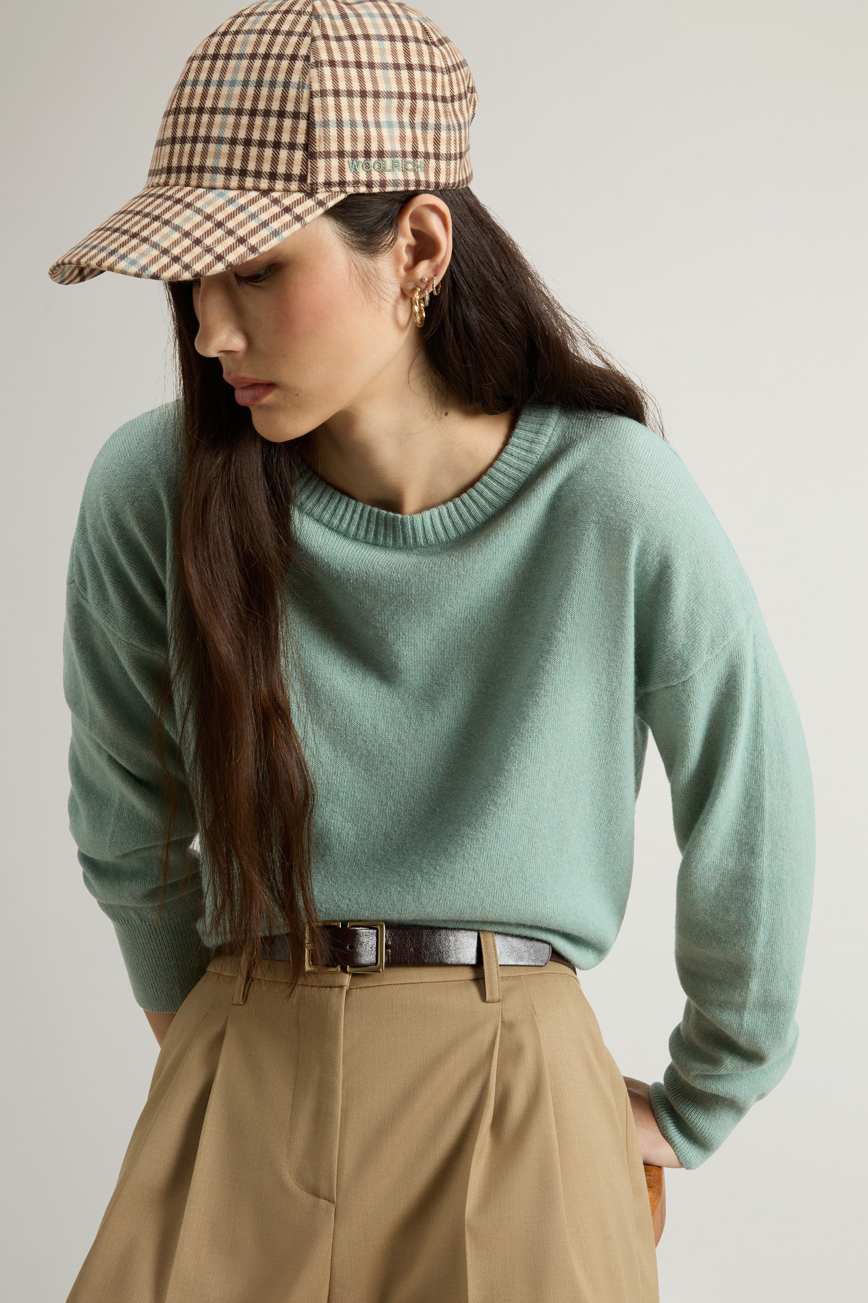 Crewneck Sweater in Virgin Wool and Cashmere Blend Green photo 4 | Woolrich