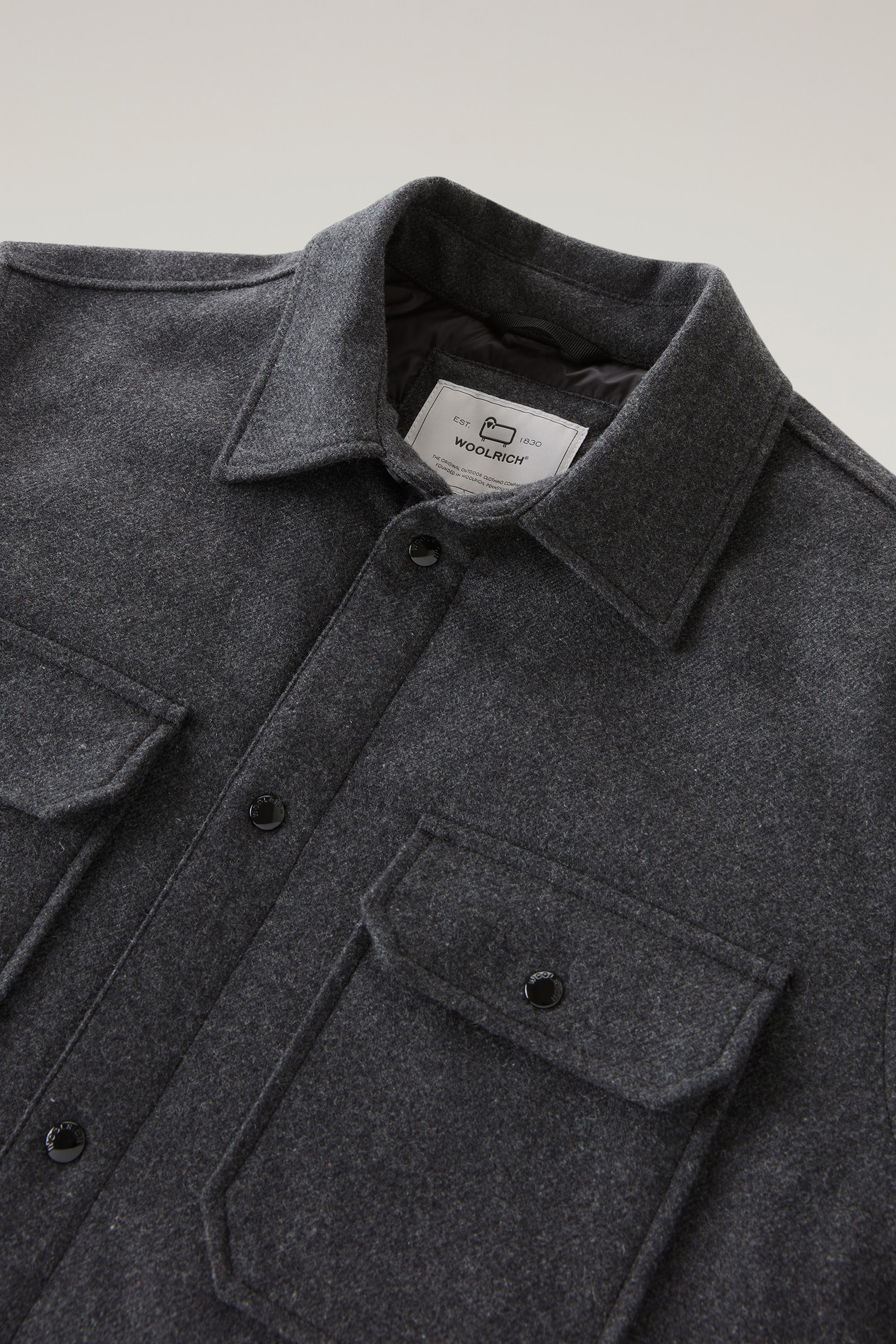 Alaskan Padded Overshirt in Recycled Italian Wool Blend Gray photo 2 | Woolrich
