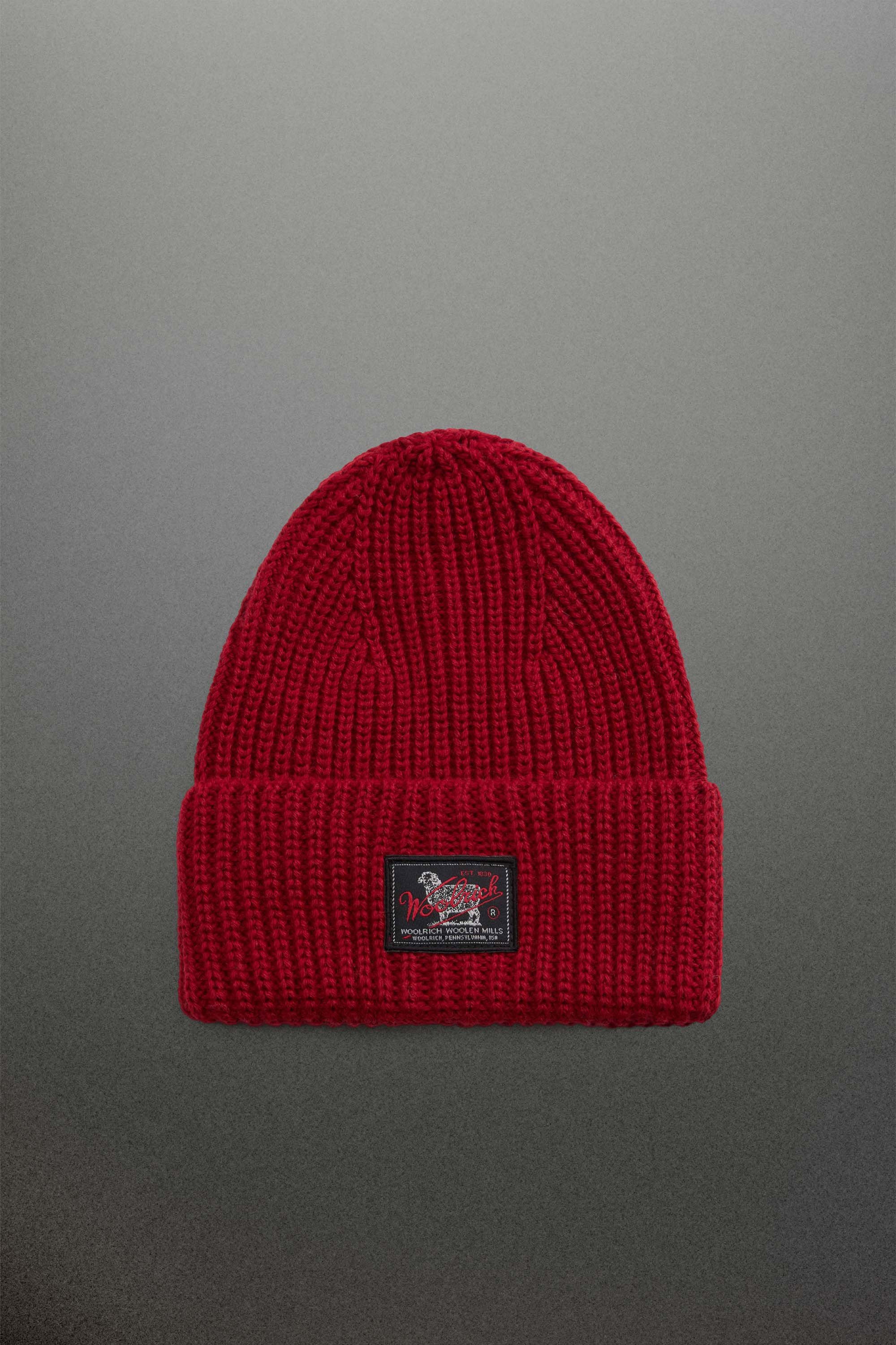 Ribbed Wool-Blend Beanie with Patch Red photo 1 | Woolrich