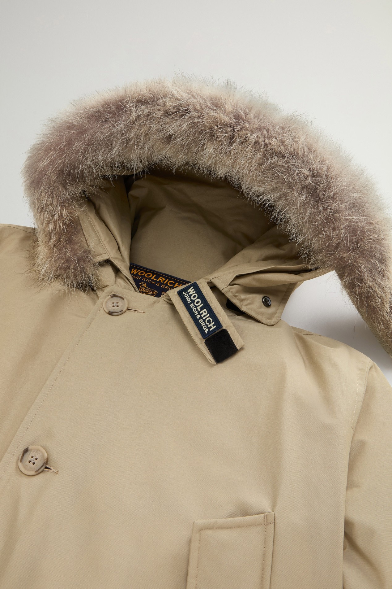 Arctic Parka in Ramar Cloth with Detachable Fur Trim Beige photo 6 | Woolrich