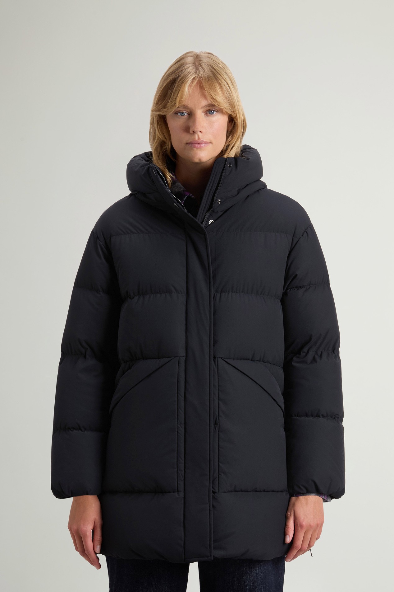 Quilted Madison Parka in Matte Stretch Nylon Black photo 1 | Woolrich