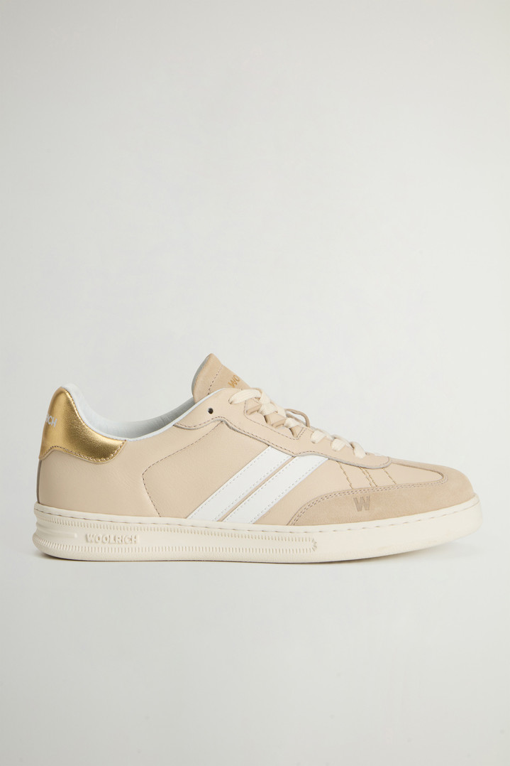 Doubleu Tennis Sneakers in Leather with Suede Inserts Beige photo 1 | Woolrich