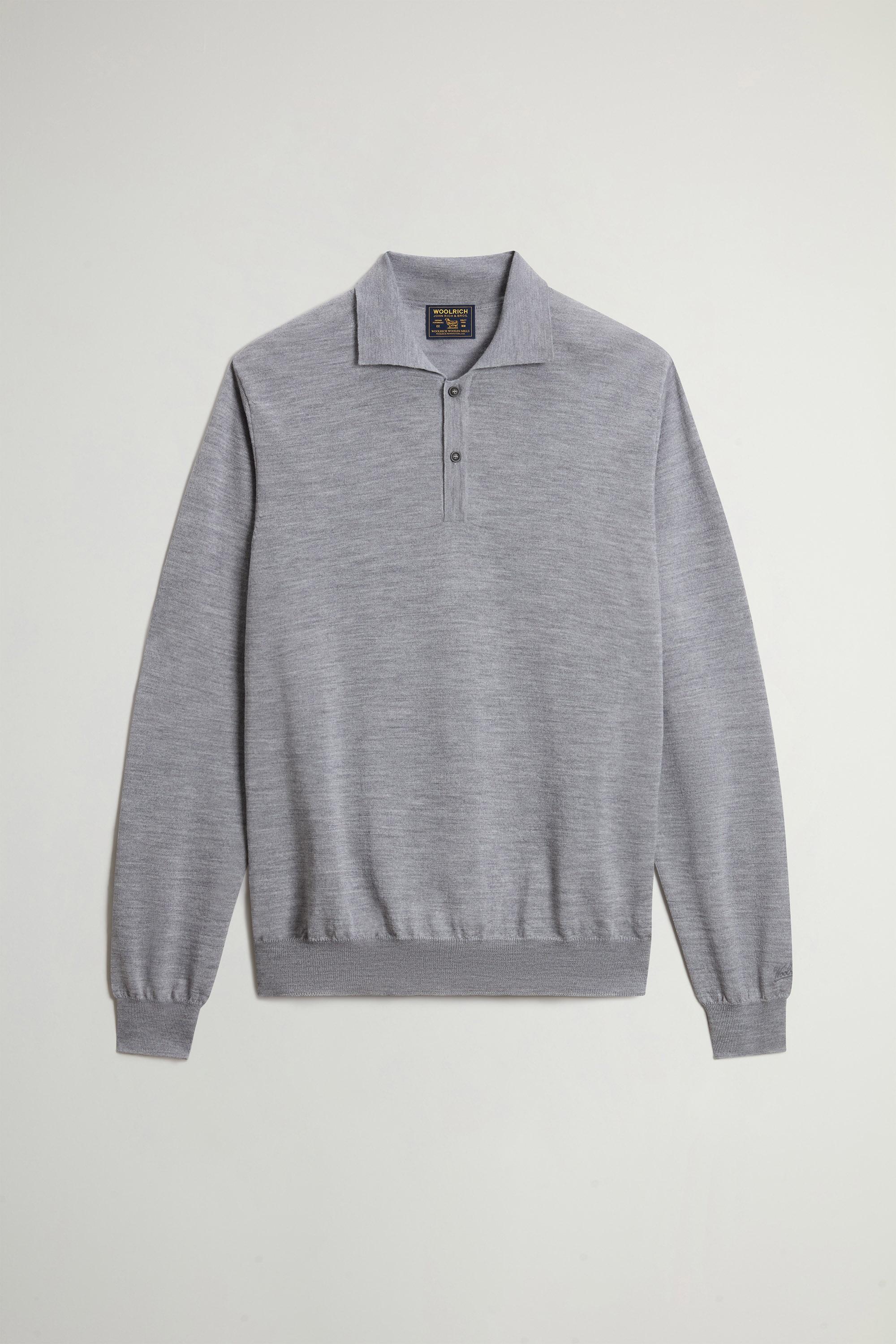 Polo in maglia di pura lana vergine Merino Grigio photo 5 | Woolrich
