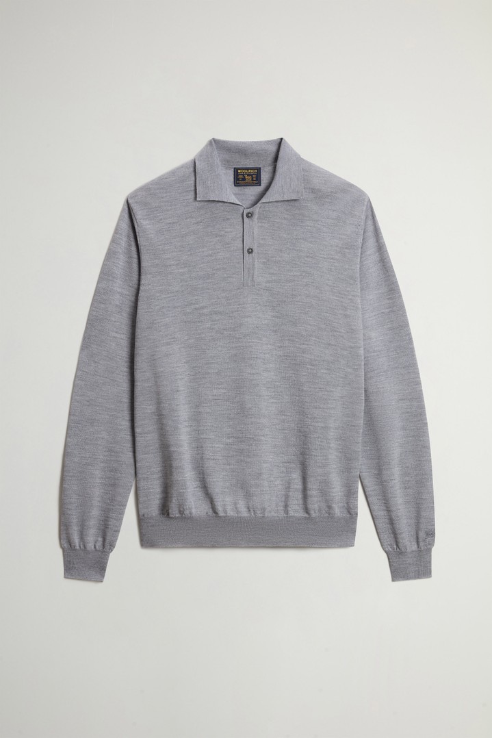 Polo in maglia di pura lana vergine Merino Grigio photo 5 | Woolrich