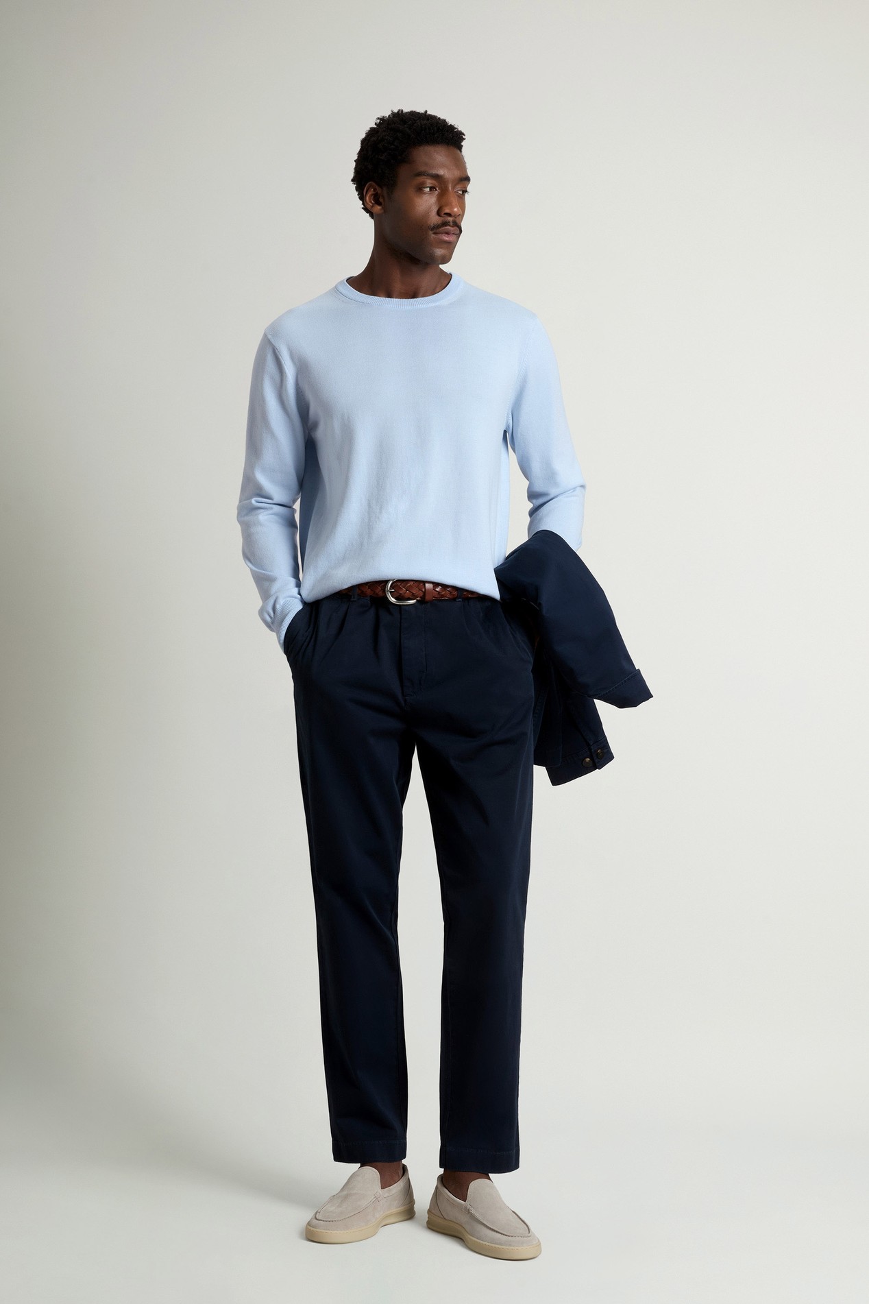 Crewneck Sweater in Pure Cotton Blue photo 2 | Woolrich