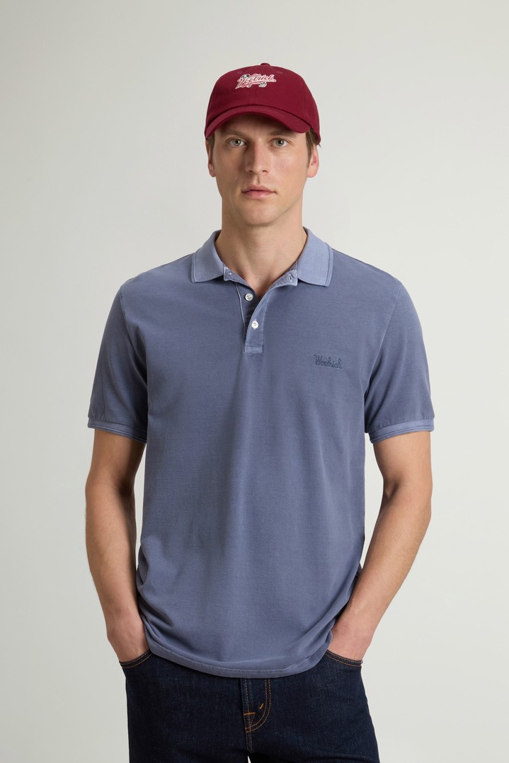 Garment-Dyed Mackinack Polo in Stretch Cotton Piquet Blue photo 1 | Woolrich