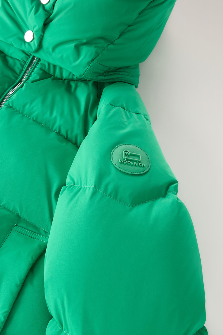 Short Alsea Down Jacket in Stretch Nylon with Detachable Hood Green photo 4 | Woolrich