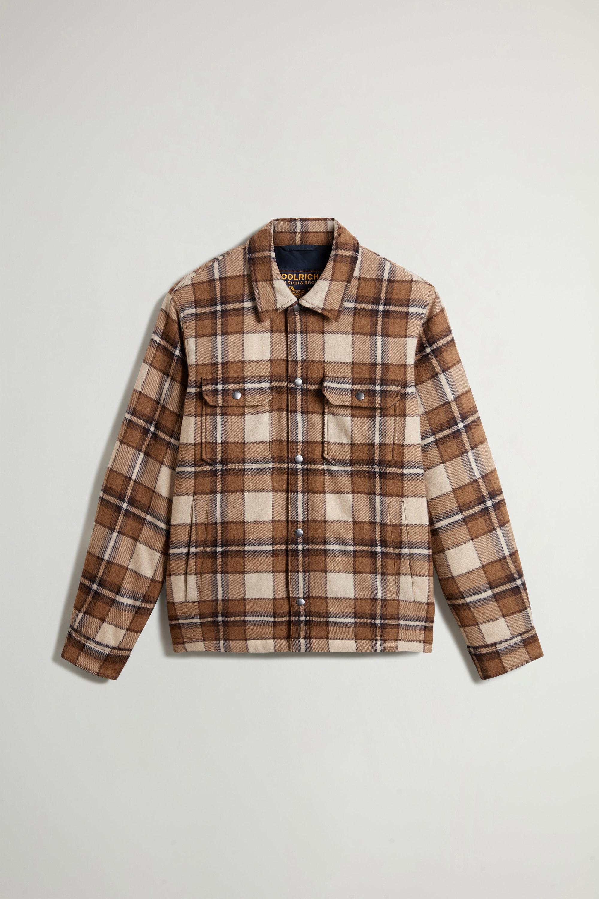 Alaskan Check Overshirt in Recycled Italian Wool Blend Brown photo 5 | Woolrich
