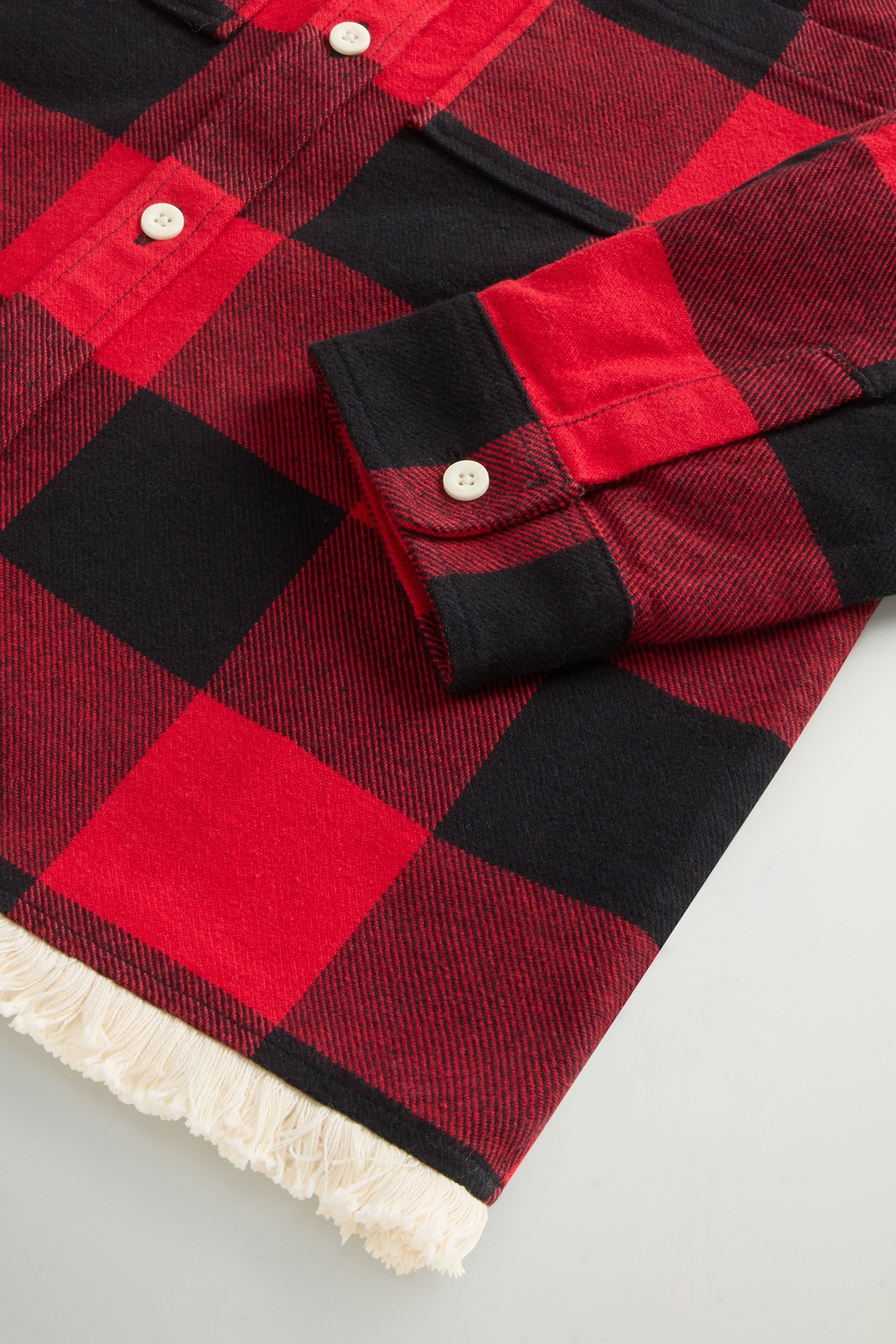 Girls' Flannel Buffalo Check Overshirt with Fringe Red photo 8 | Woolrich