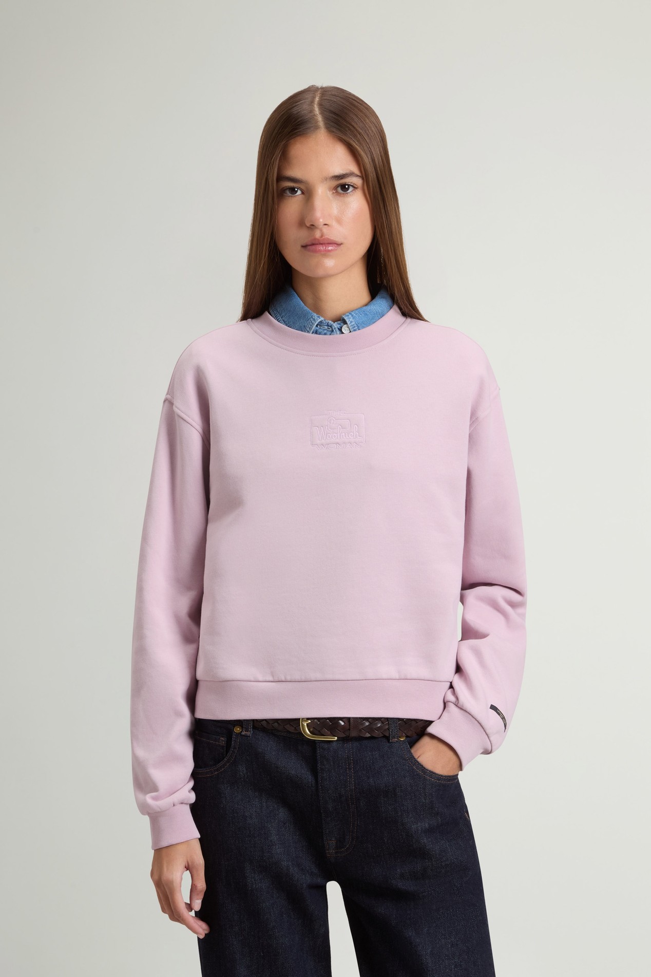 Crewneck Sweatshirt in Pure Cotton Pink photo 1 | Woolrich