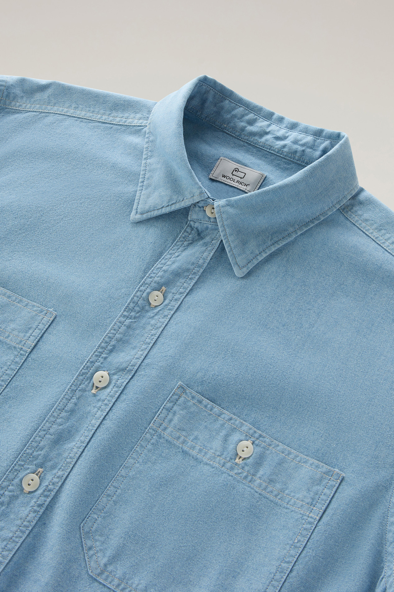 Chambray Shirt in Pure Cotton Blue photo 2 | Woolrich