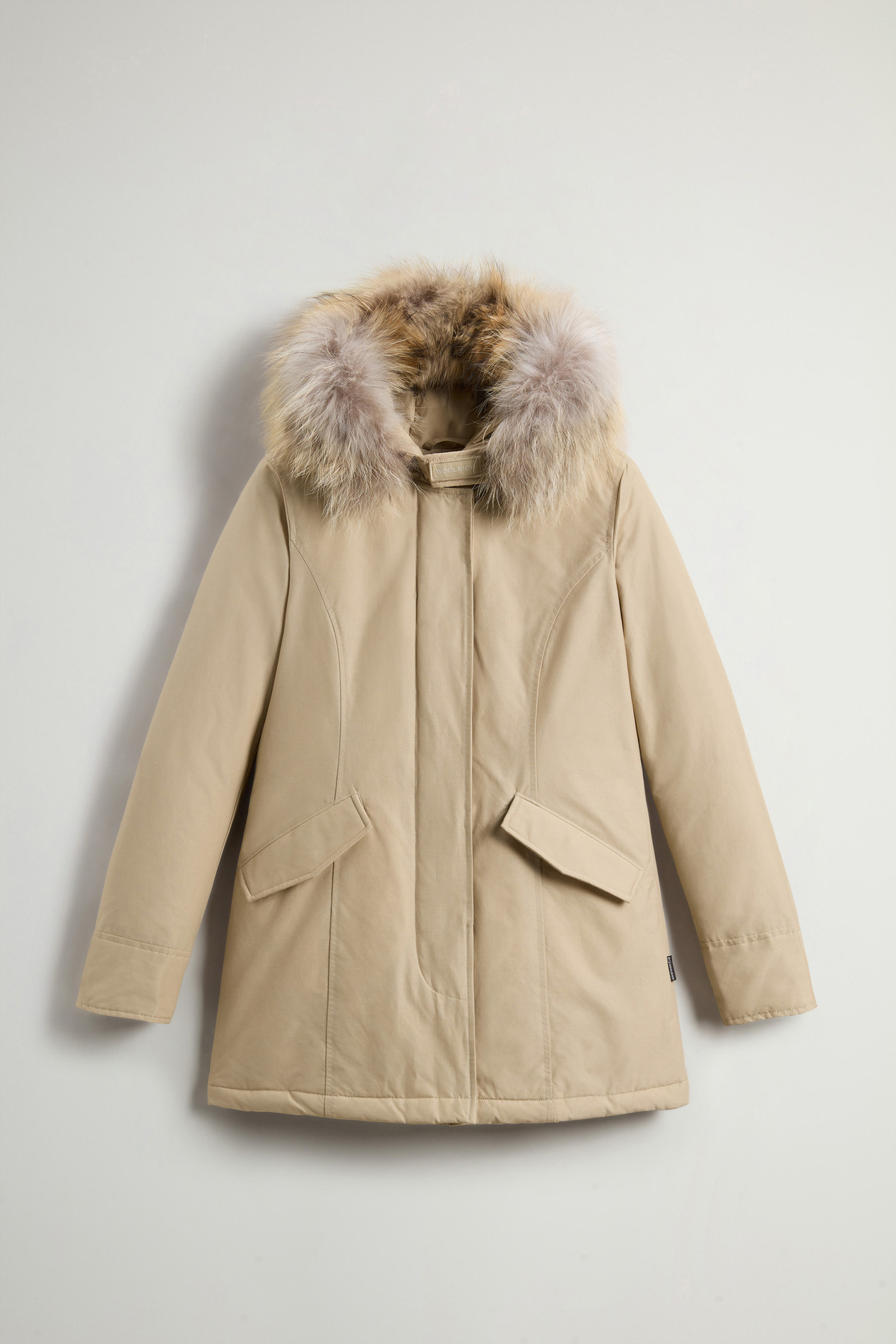 Arctic Parka in Ramar Cloth with Detachable Fur Trim Beige photo 5 | Woolrich