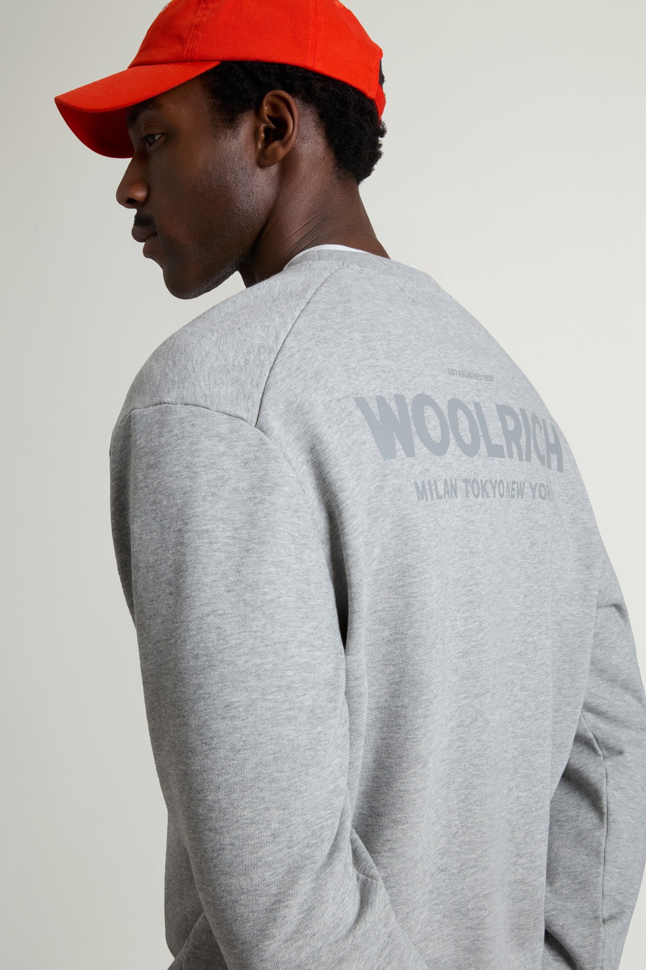 Crewneck Sweatshirt in Pure Cotton with Macro Logo on the Back Gray photo 4 | Woolrich