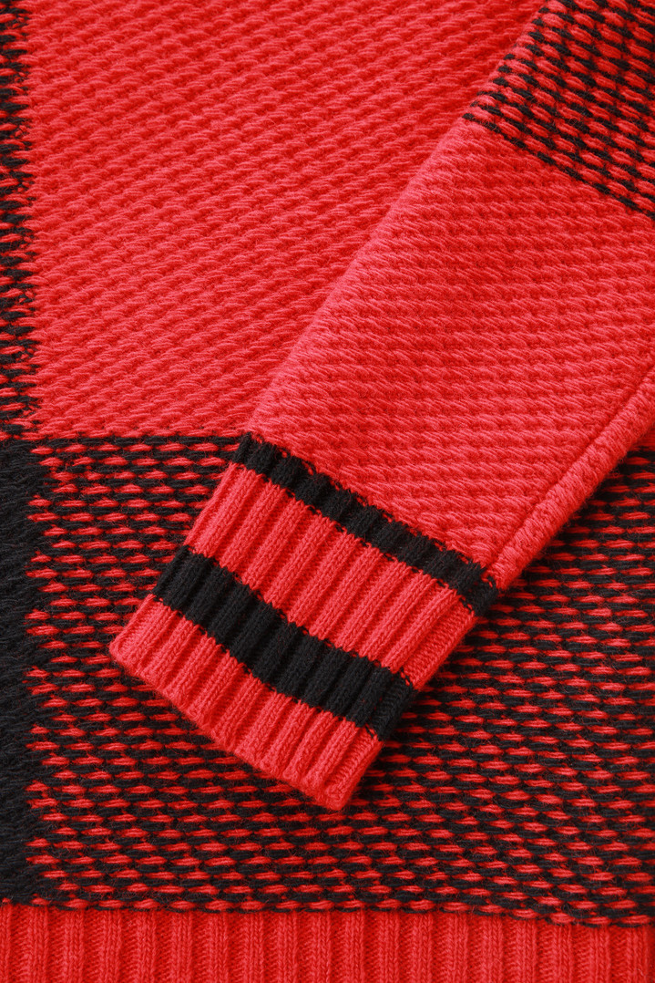 Pullover mit Rundhalsausschnitt mit Buffalo-Karomuster aus Merinowoll-Mischgewebe für Jungen Rot photo 3 | Woolrich