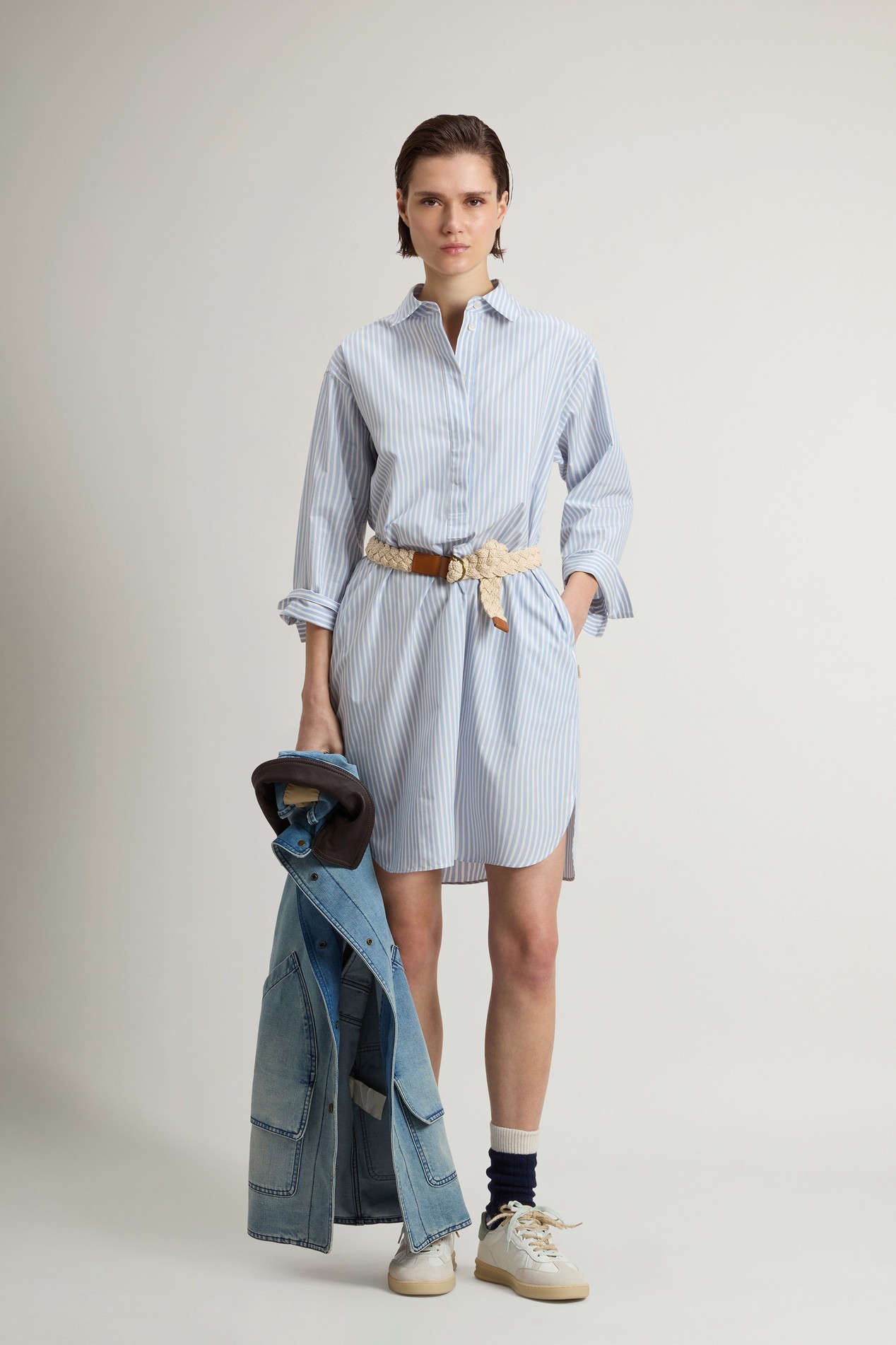 STRIPED POPLIN SERAFINO DRESS Blue photo 2 | Woolrich