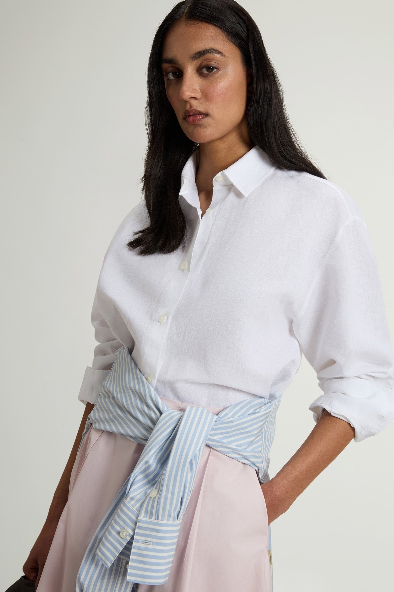 COTTON LINEN YD BOYFRIEND SHIRT White photo 4 | Woolrich