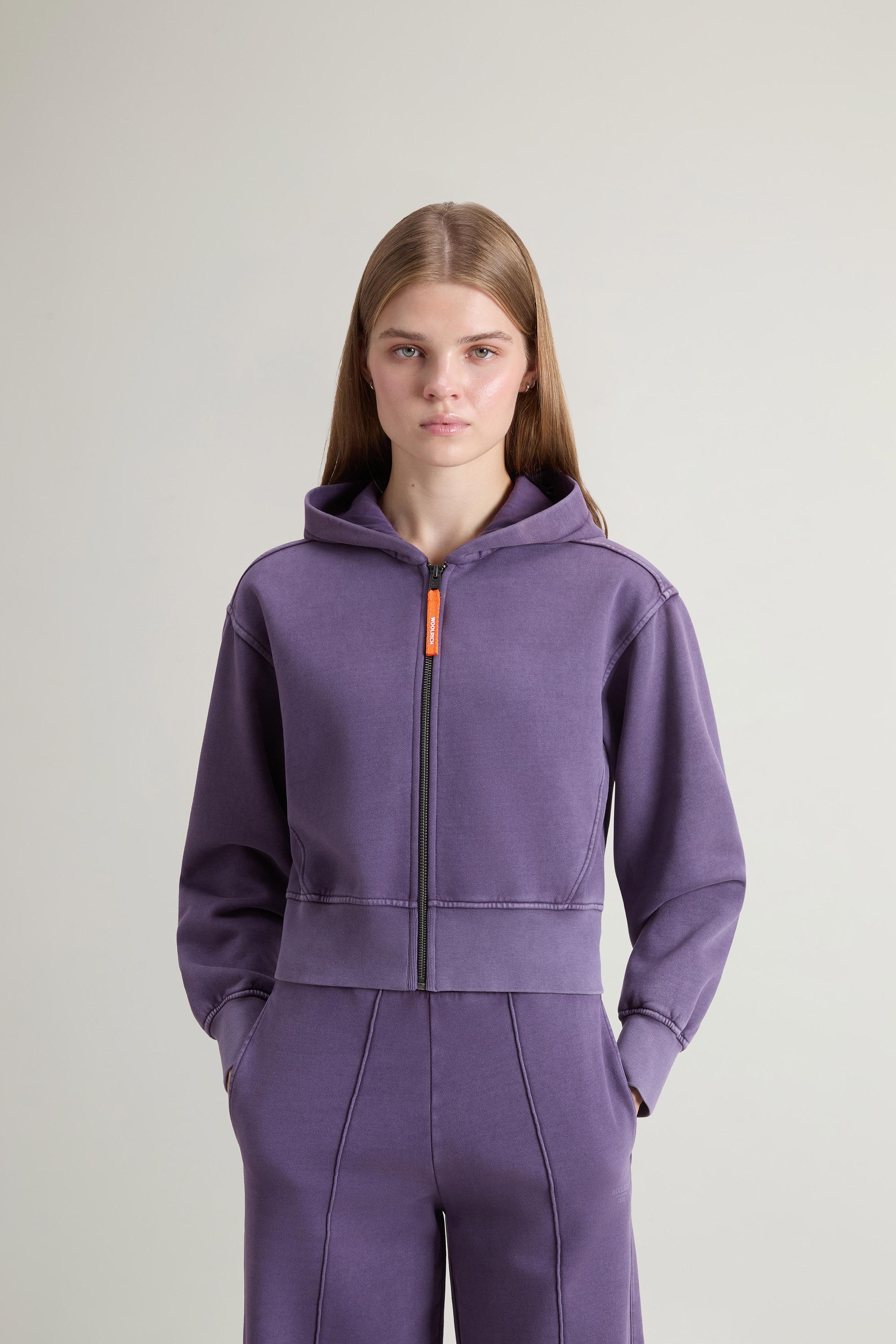 Teen Girls’ Garment-Dyed Cropped Hoodie in Pure Cotton Purple photo 1 | Woolrich
