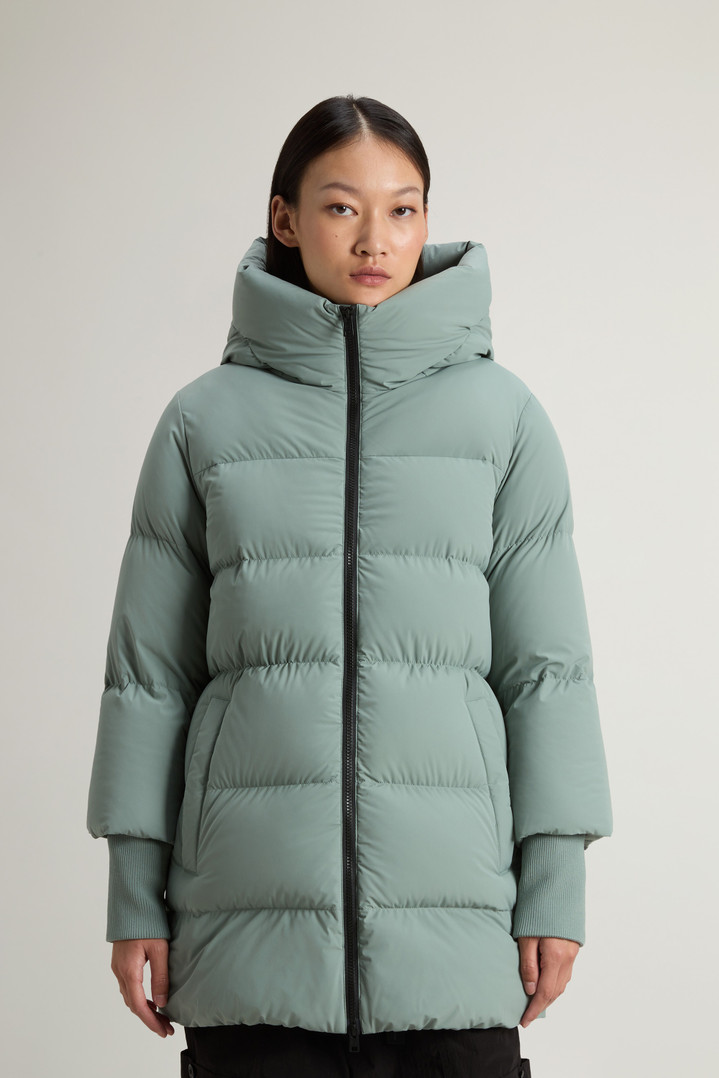 Cloud Down Jacket in Stretch Nylon with Matte Finish Green photo 1 | Woolrich
