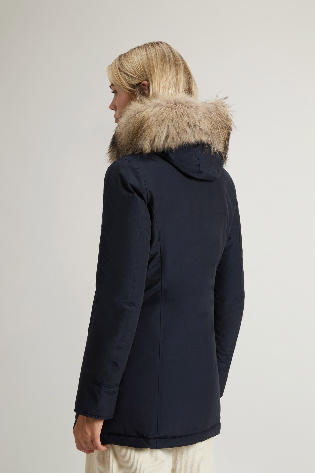 Arctic Parka in Ramar Cloth with Detachable Fur Trim Blue photo 3 | Woolrich