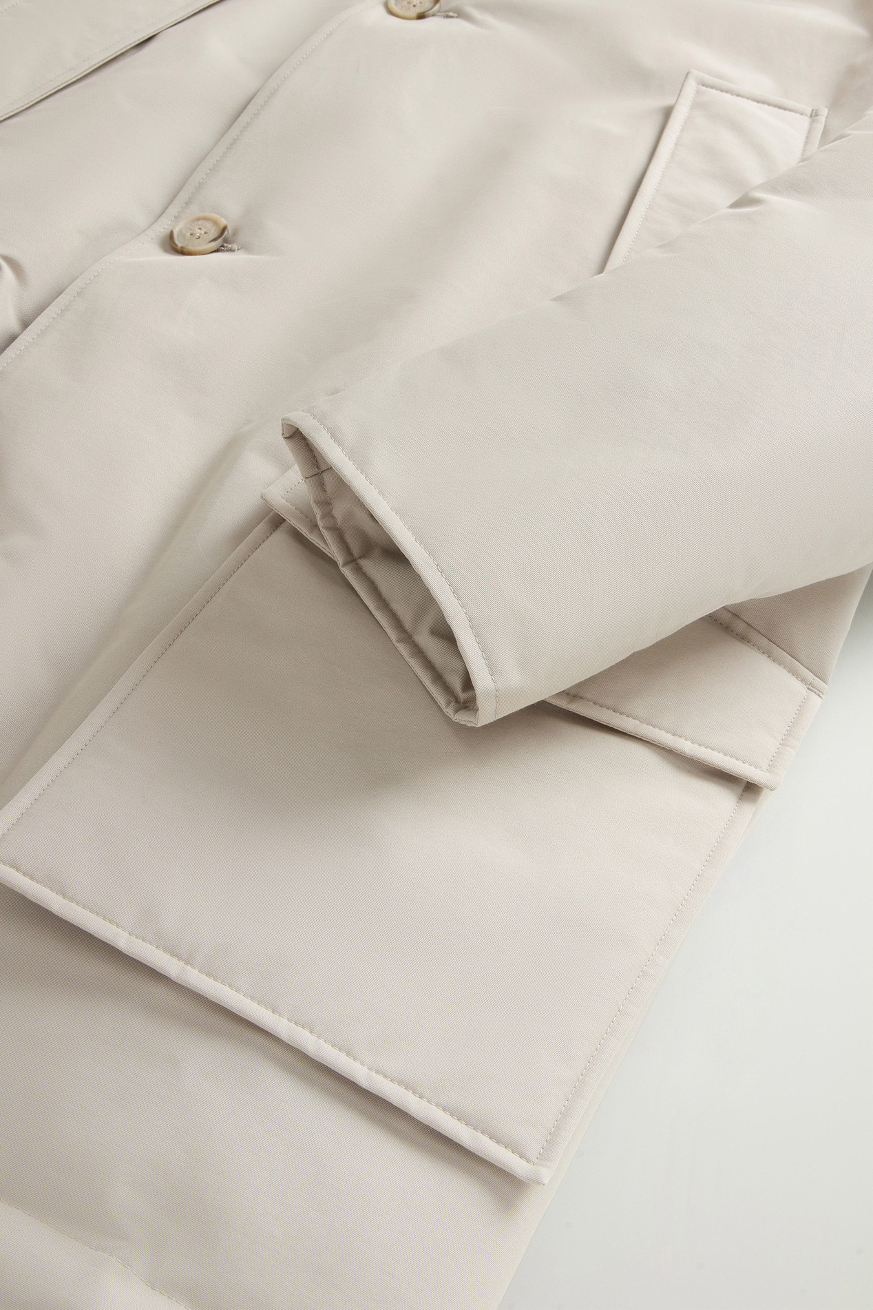 Arctic Parka in Ramar Cloth with Detachable Fur Trim Beige photo 7 | Woolrich