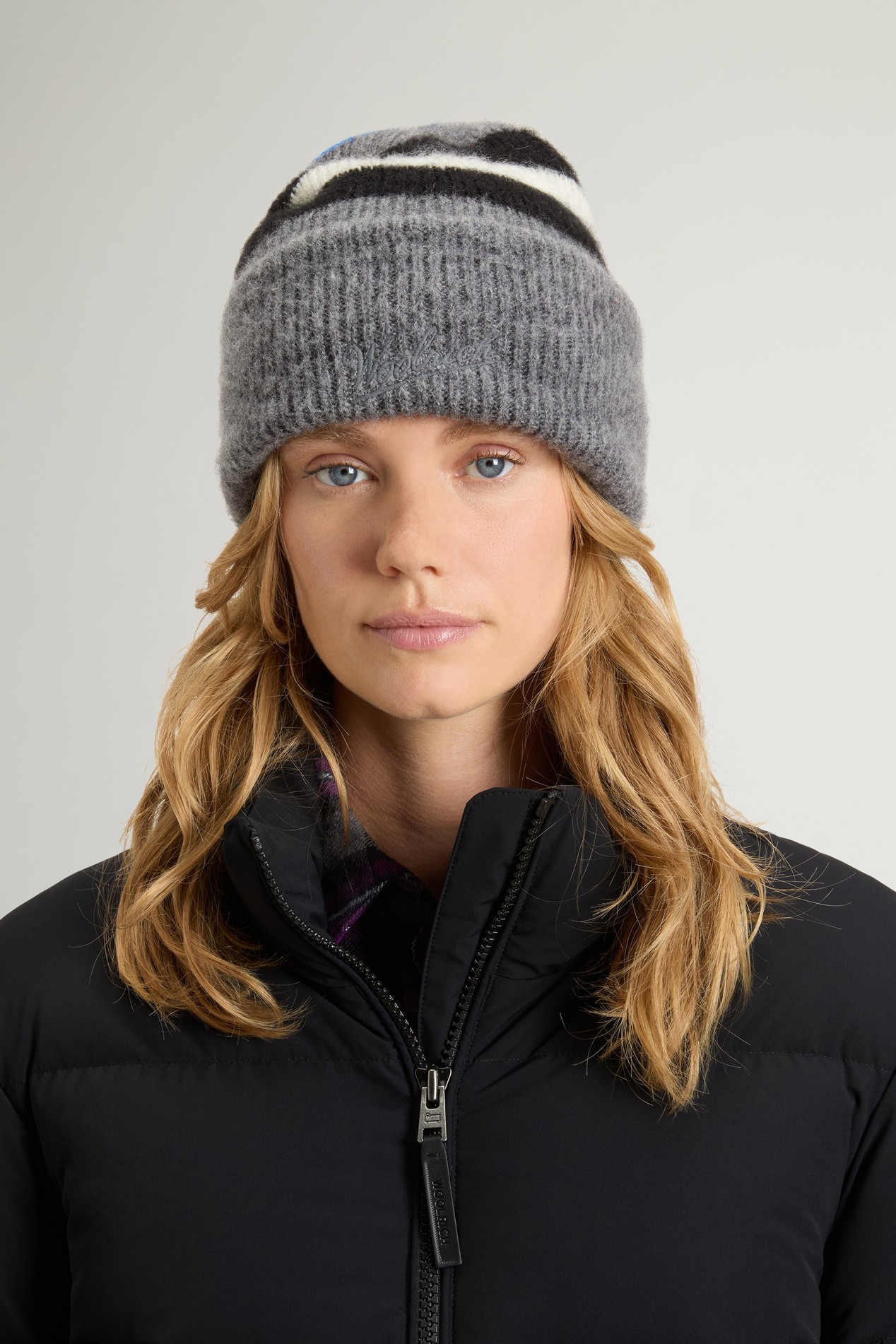 MOHAIR WOOL STRIPED BEANIE Bleu photo 1 | Woolrich