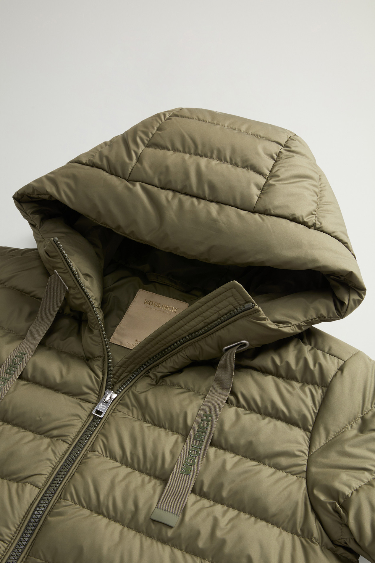 Padded Microfiber Jacket with Hood Green photo 2 | Woolrich