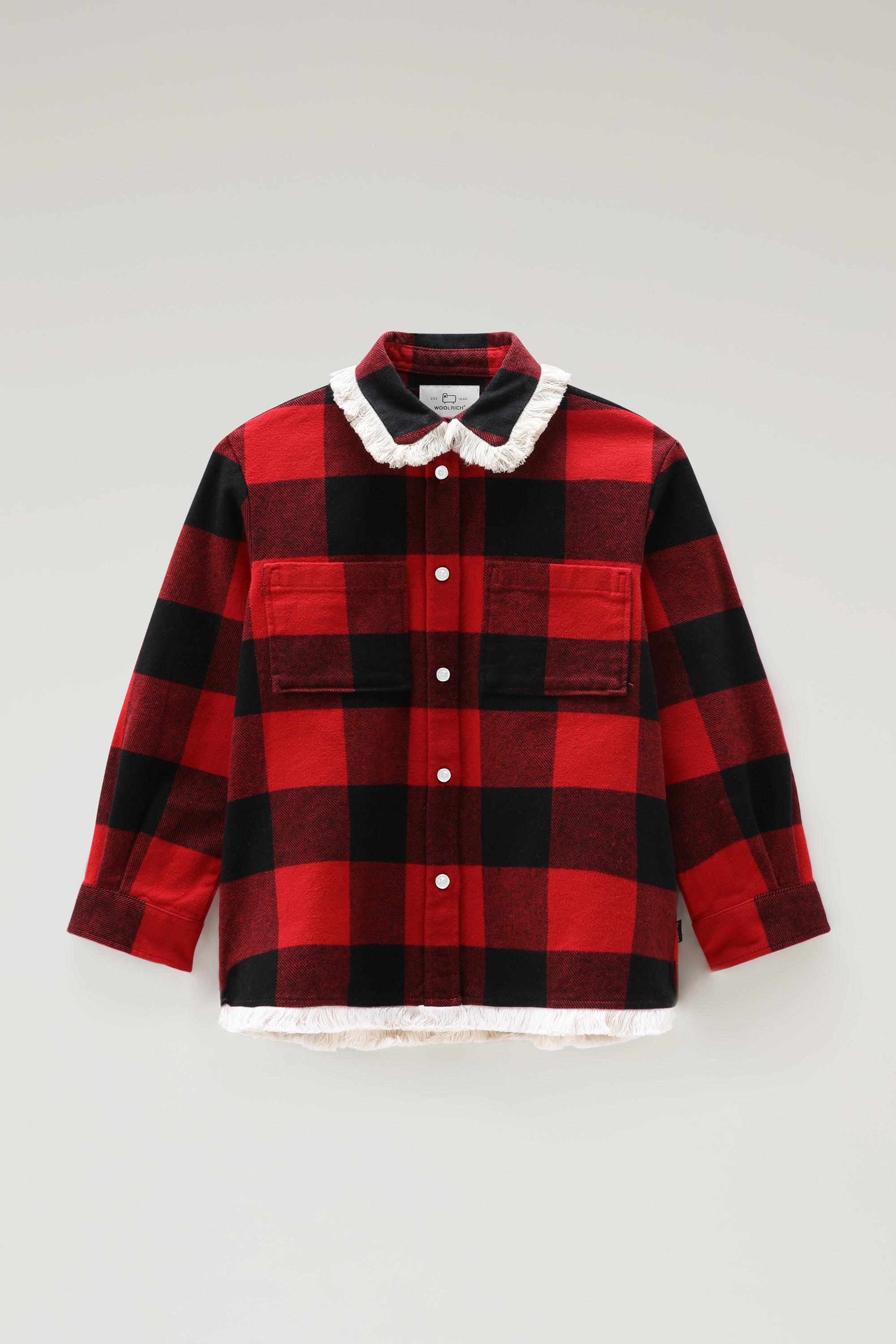 Girls' Flannel Buffalo Check Overshirt with Fringe Red photo 1 | Woolrich