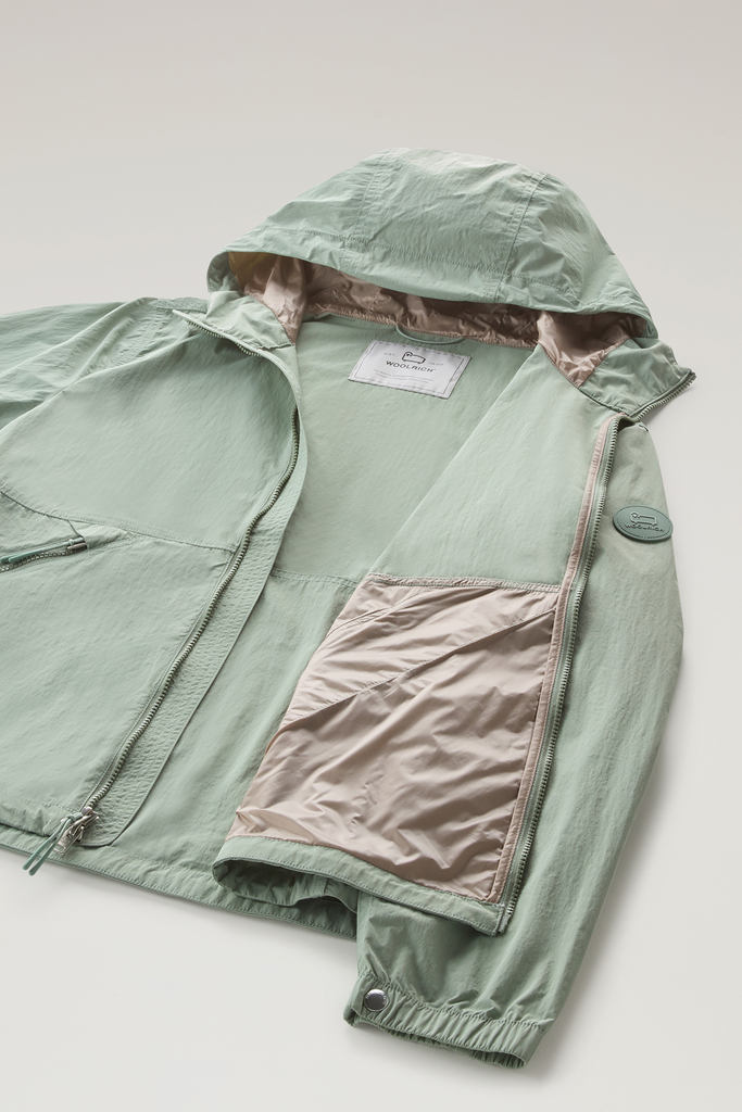 Hooded Crinkle Nylon Windbreaker Green photo 6 | Woolrich