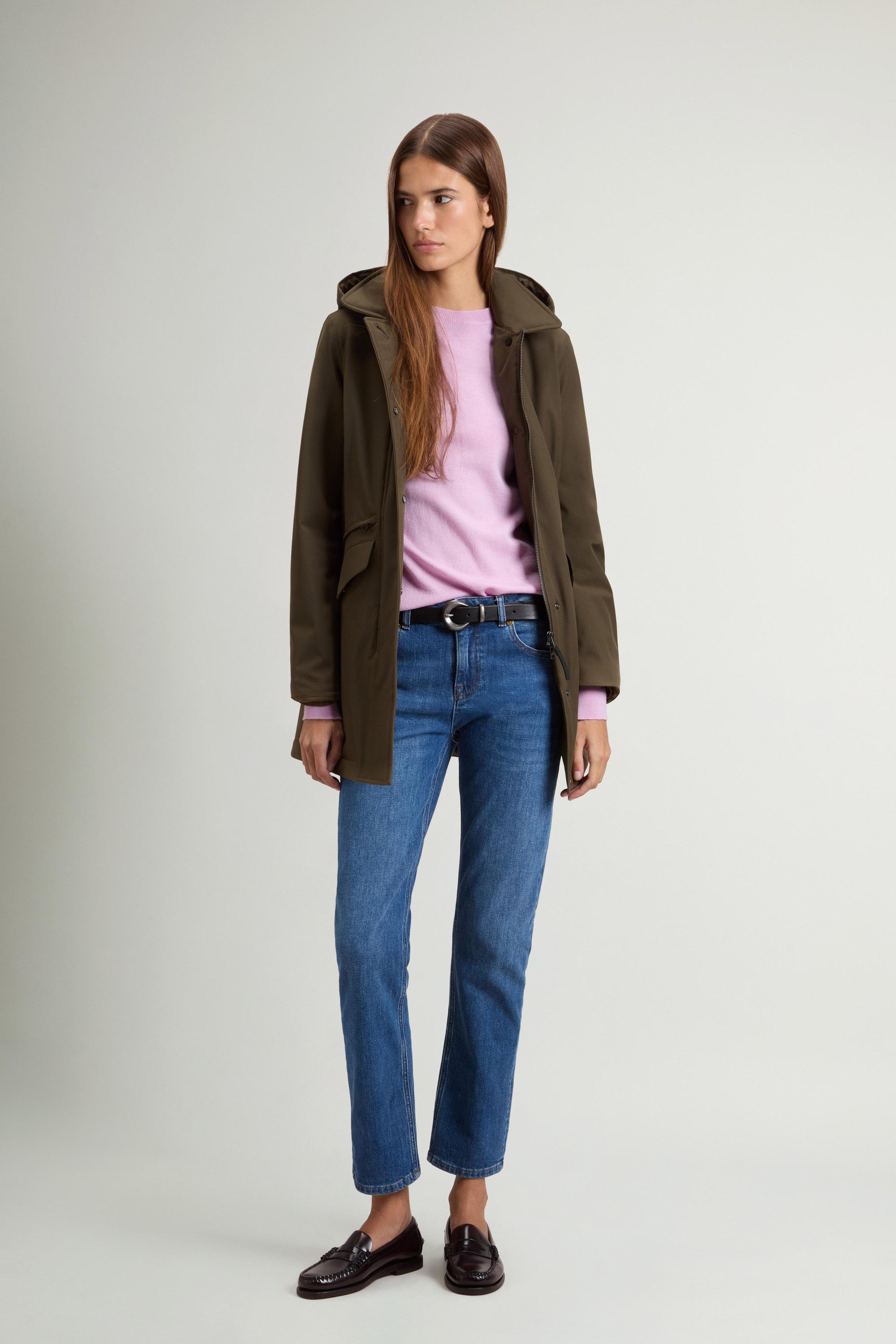 Coat in Light Stretch with Removable Hood Green photo 1 | Woolrich