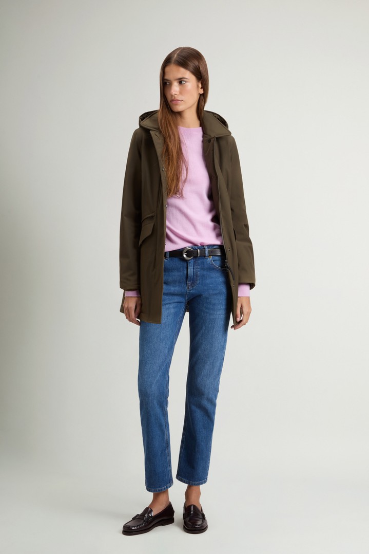 Coat in Light Stretch with Removable Hood Green photo 2 | Woolrich