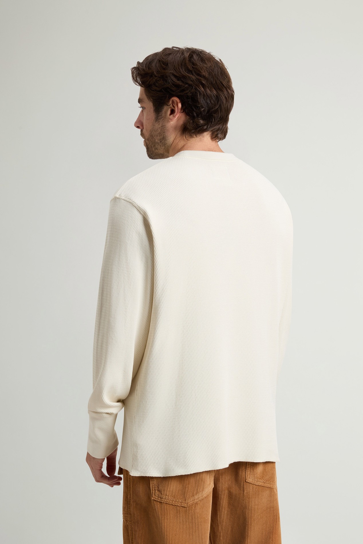 Long-Sleeved Pure Cotton Jacquard Sweater White photo 4 | Woolrich