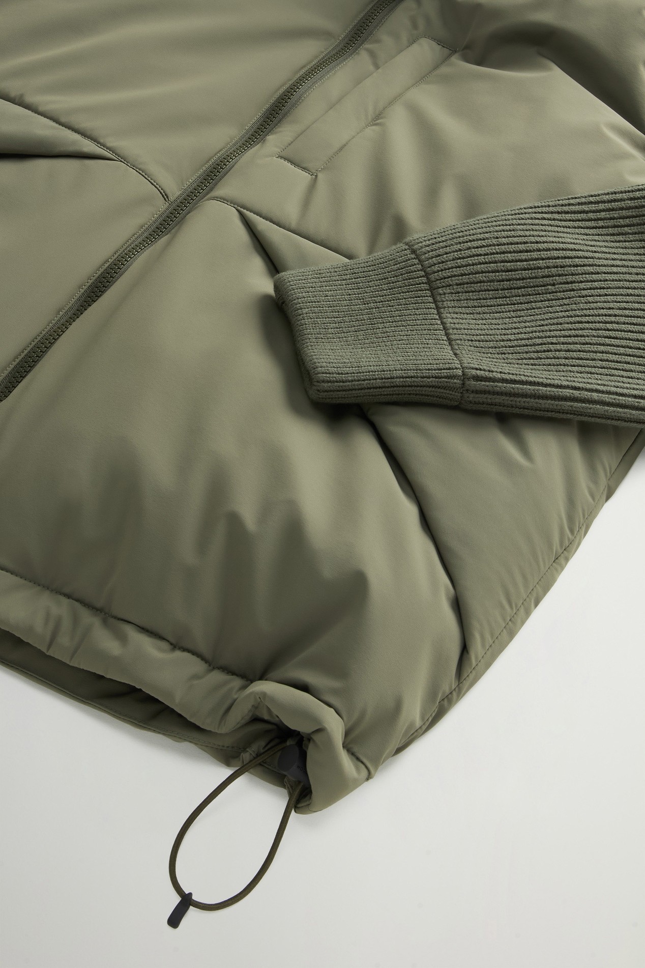 Hybrid Hooded Jacket in Matte Stretch Nylon Green photo 7 | Woolrich