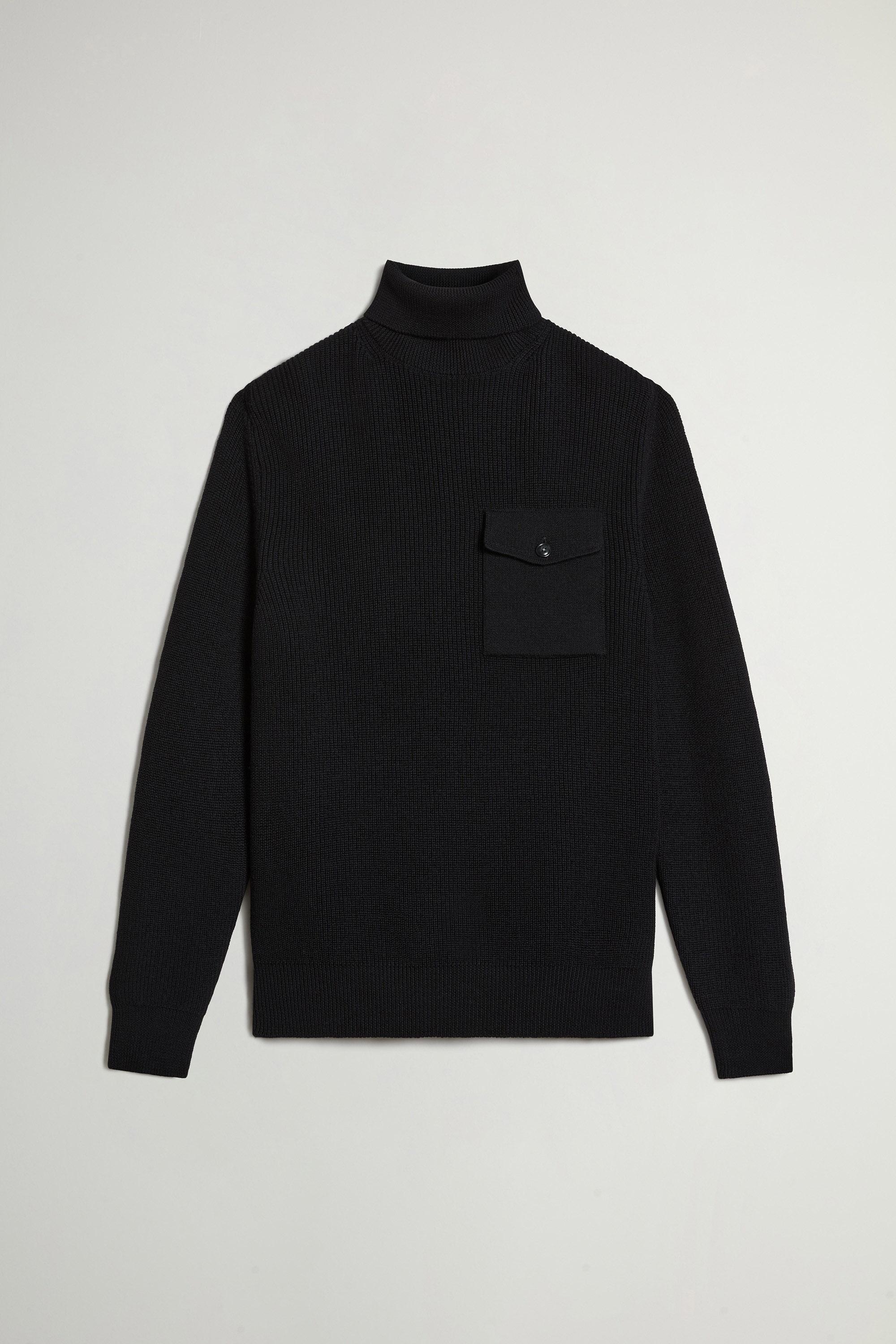 Ribbed Turtleneck Sweater in Pure Merino Virgin Wool Black photo 1 | Woolrich