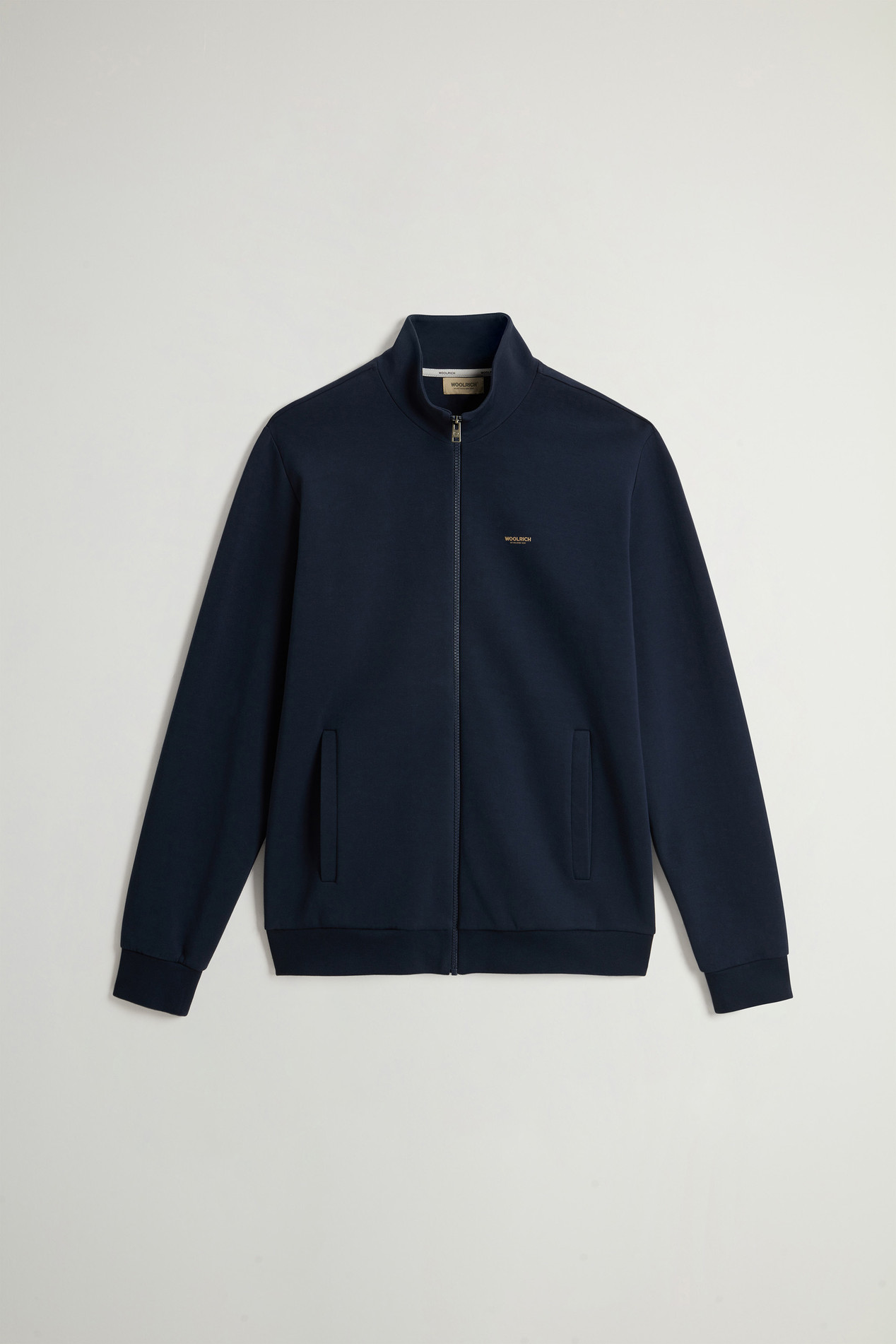 Full-Zip High Neck Sweatshirt in Cotton-Blend Interlock with Logo Blue photo 5 | Woolrich