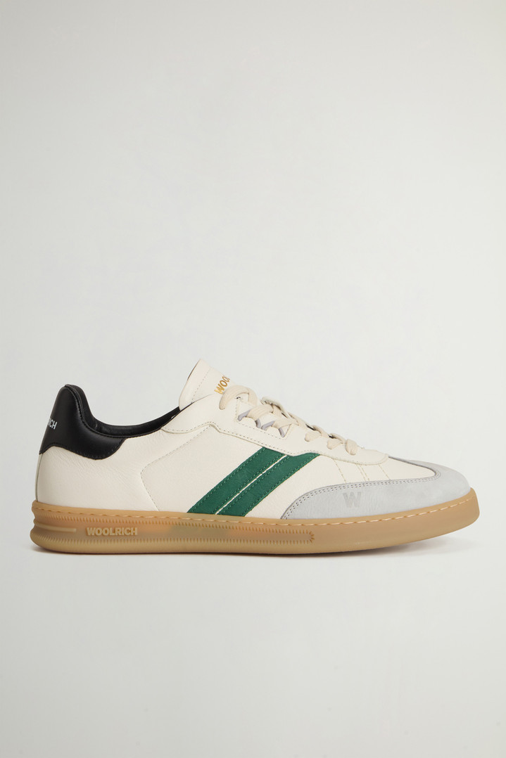 Doubleu Tennis Sneakers in Leather with Side Stripes White photo 1 | Woolrich