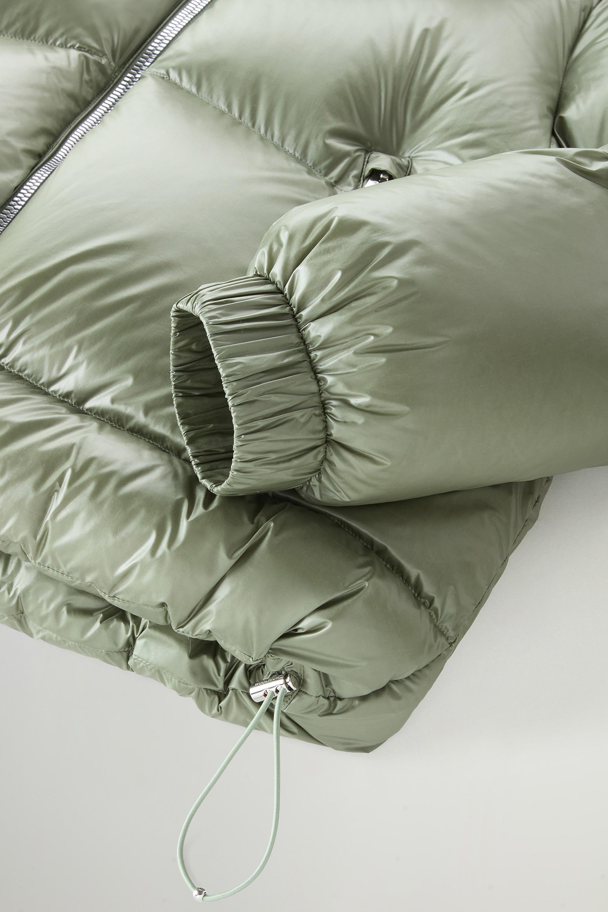 Aliquippa Short Down Jacket in Glossy Nylon Green photo 5 | Woolrich