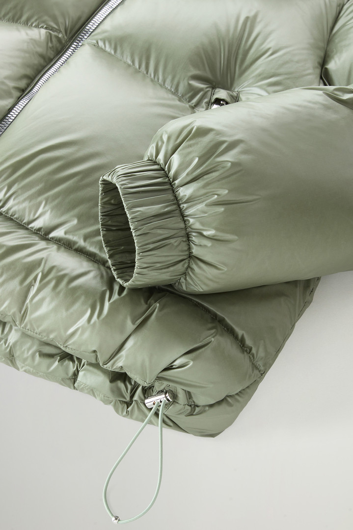 Aliquippa Short Down Jacket in Glossy Nylon Green photo 5 | Woolrich