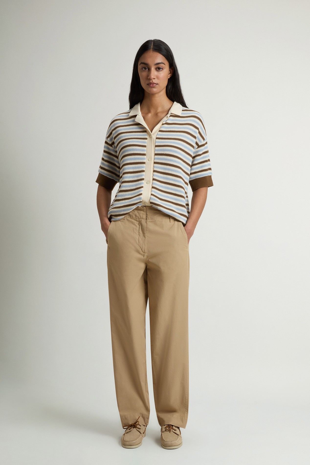 Garment-Dyed Carrot Pants in Pure Cotton Poplin Beige photo 1 | Woolrich