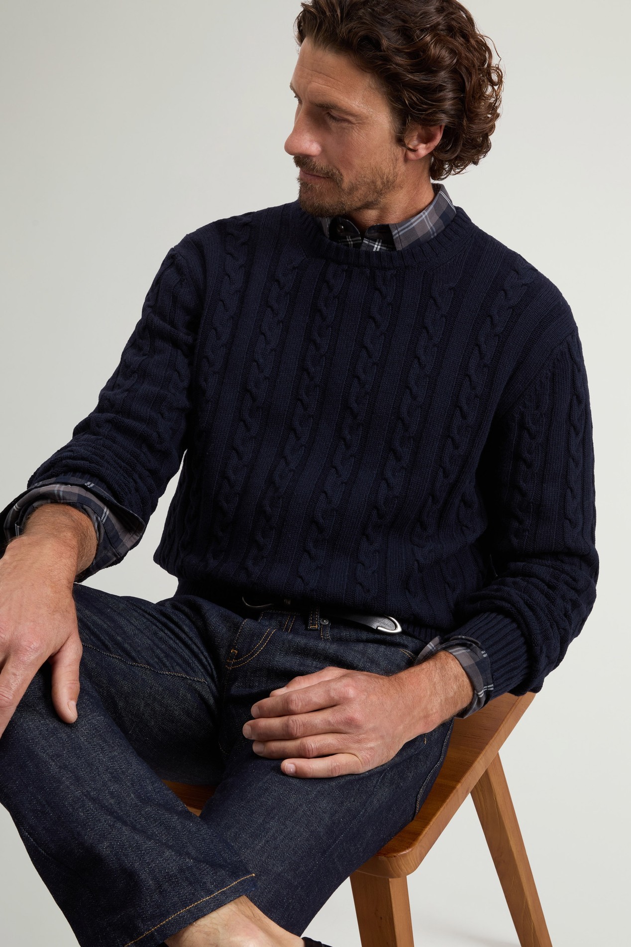 Maglione girocollo in misto lana e cotone a trecce Blu photo 4 | Woolrich