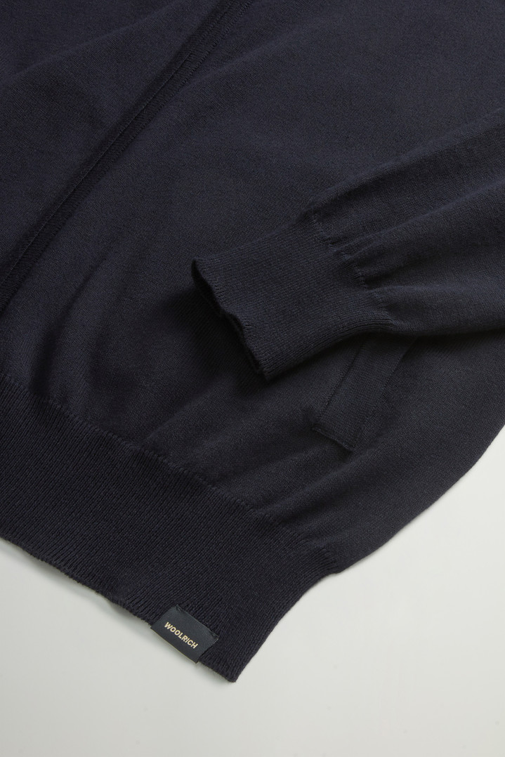 Pure Cotton Cardigan with Stand-Up Collar Blue photo 3 | Woolrich