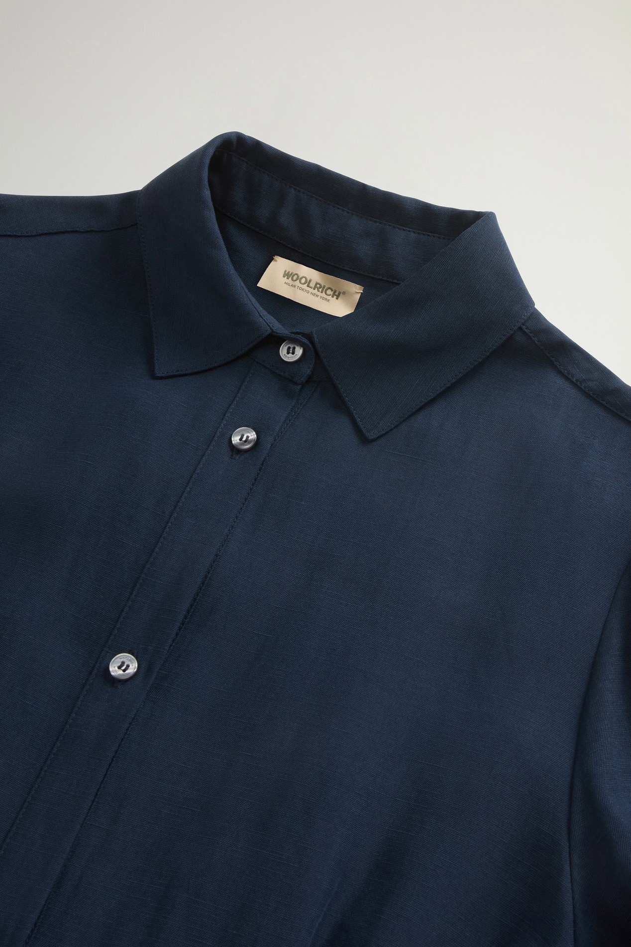 Shirt Dress in Linen Blend with Belt Blue photo 6 | Woolrich