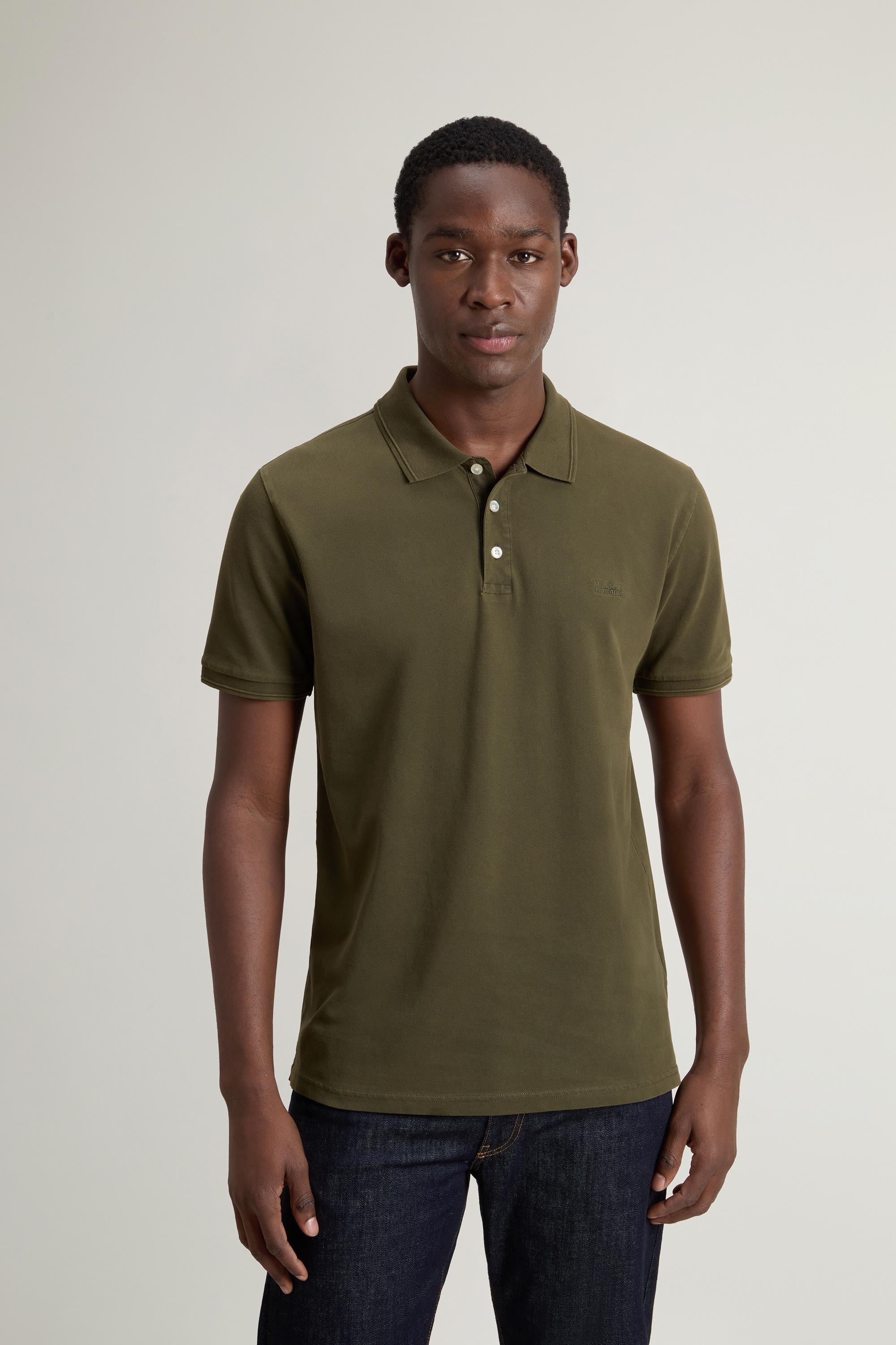Garment-Dyed Mackinack Polo Shirt in Stretch Cotton Pique Green photo 1 | Woolrich