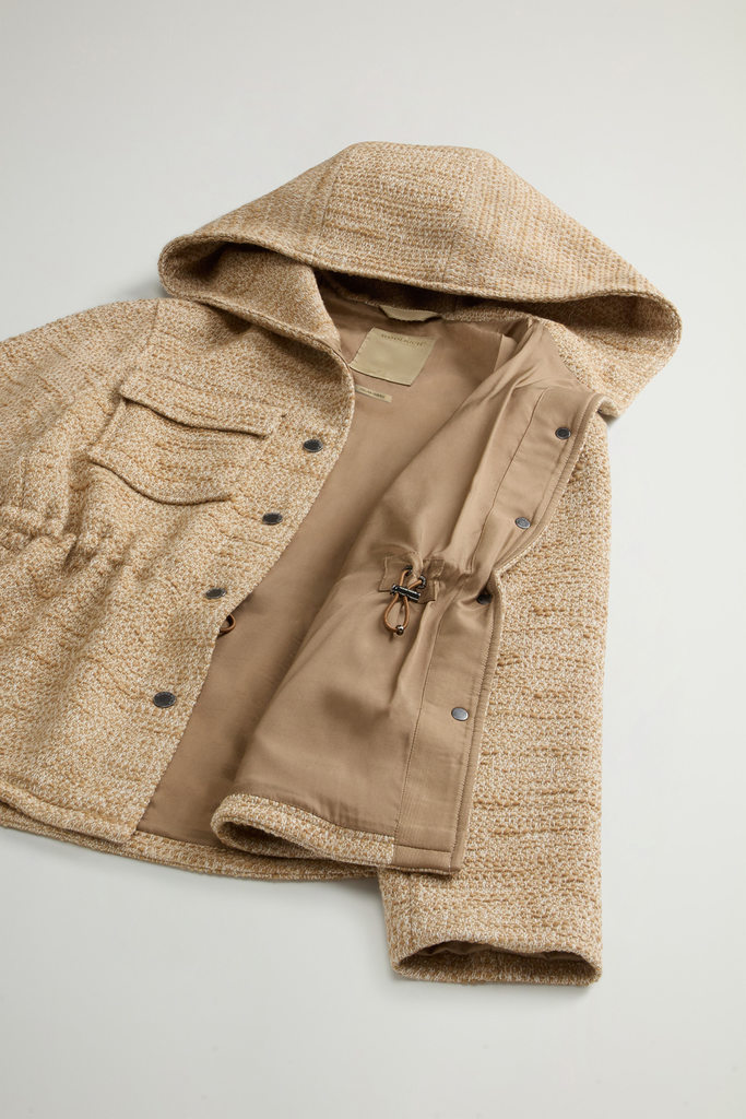 Overshirt with Hood in Italian Wool Blend Beige photo 8 | Woolrich