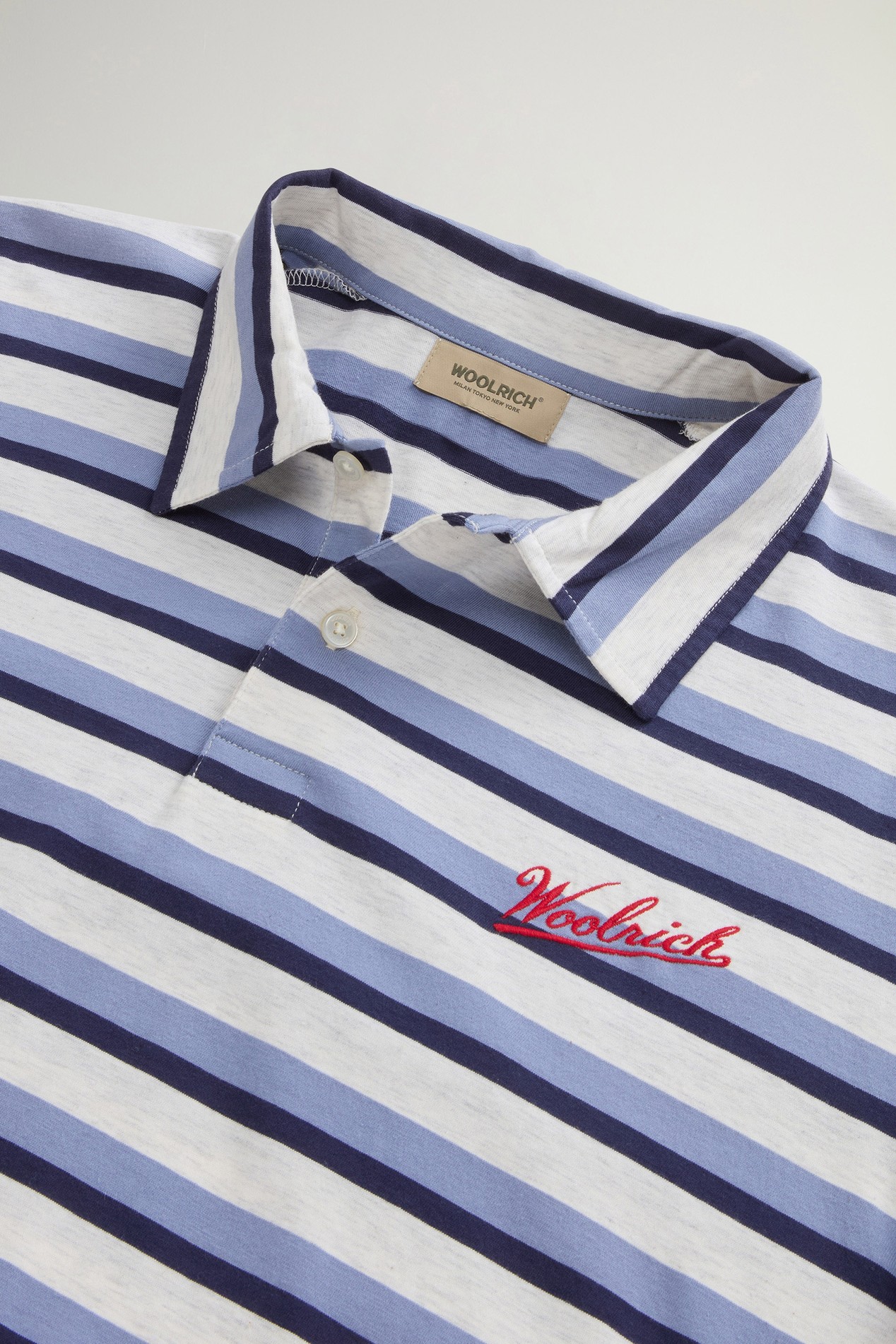 STRIPED COTTON MELANGE S/S POLO Blau photo 6 | Woolrich