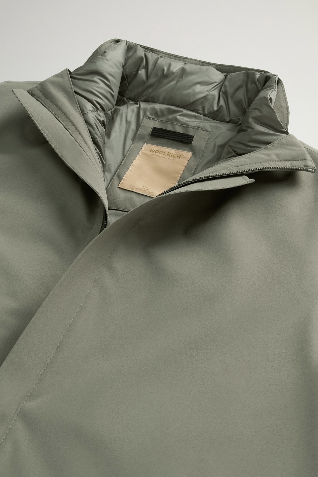 2-In-1 Overcoat in Two-Layered Fabric Green photo 6 | Woolrich